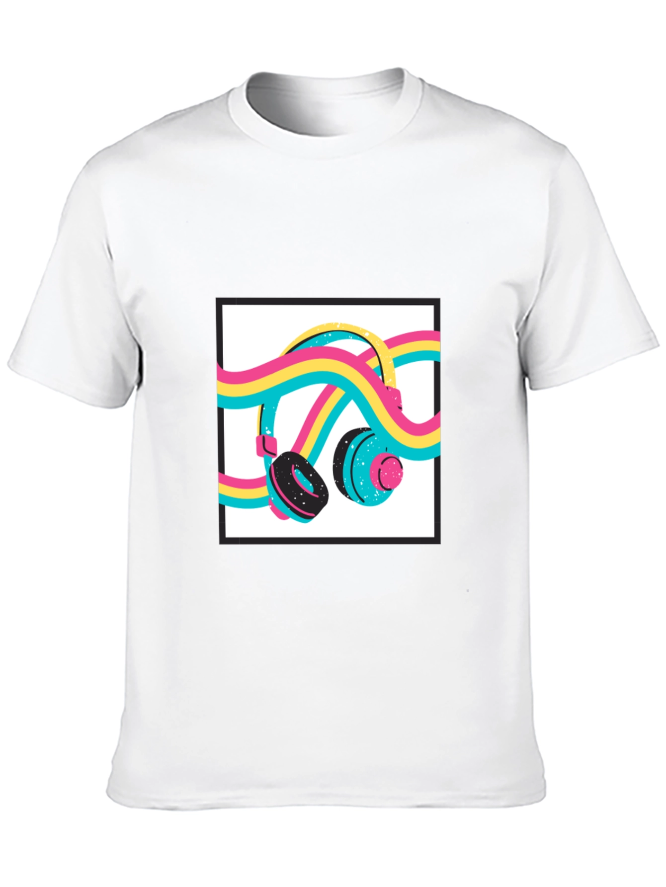 Black Retro Headphones Graphic Tee - Black Cotton Blend Shirt view 10