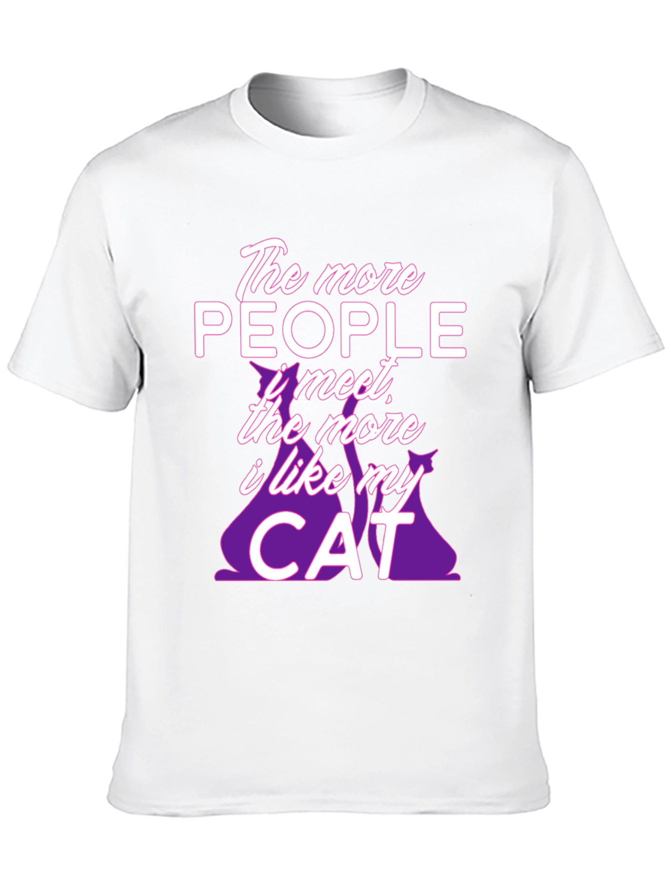 Black The More People Cat T-Shirt -  Comfortable Cotton Tee view 10