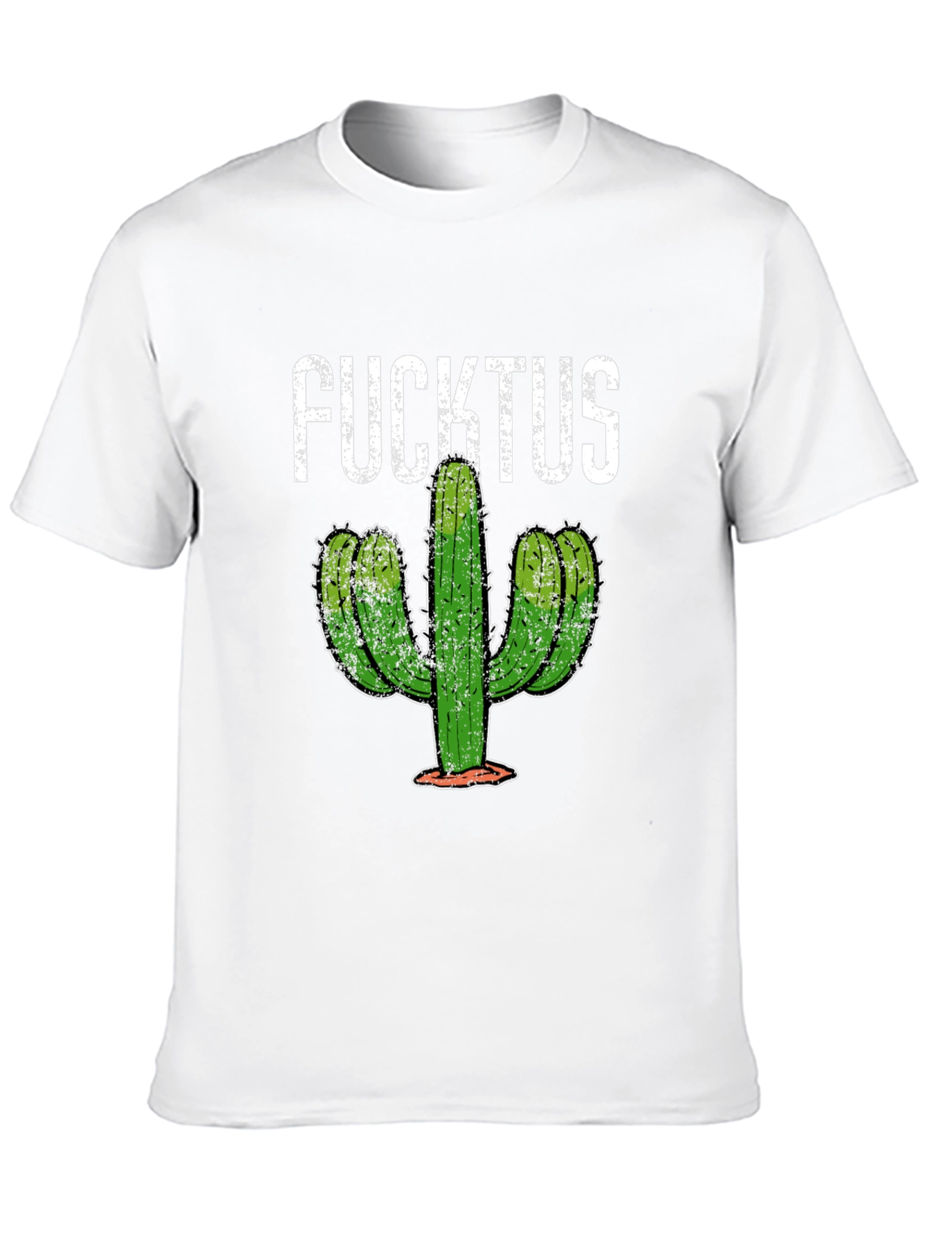 Black Funny Fucktus Cactus Graphic T-Shirt - Black view 10