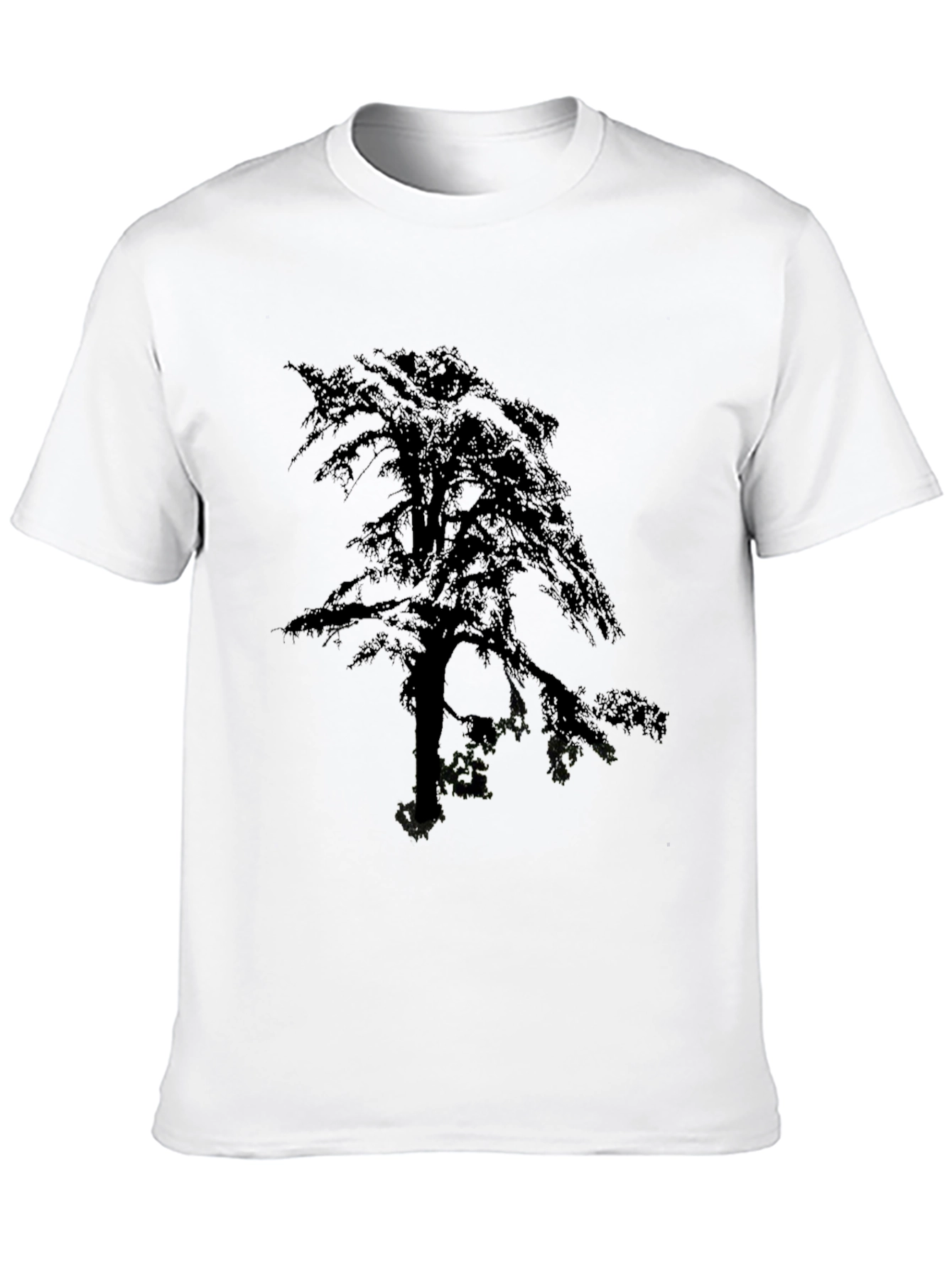 Black Silhouette Tree Graphic Tee - Men's Black Cotton T-Shirt view 10