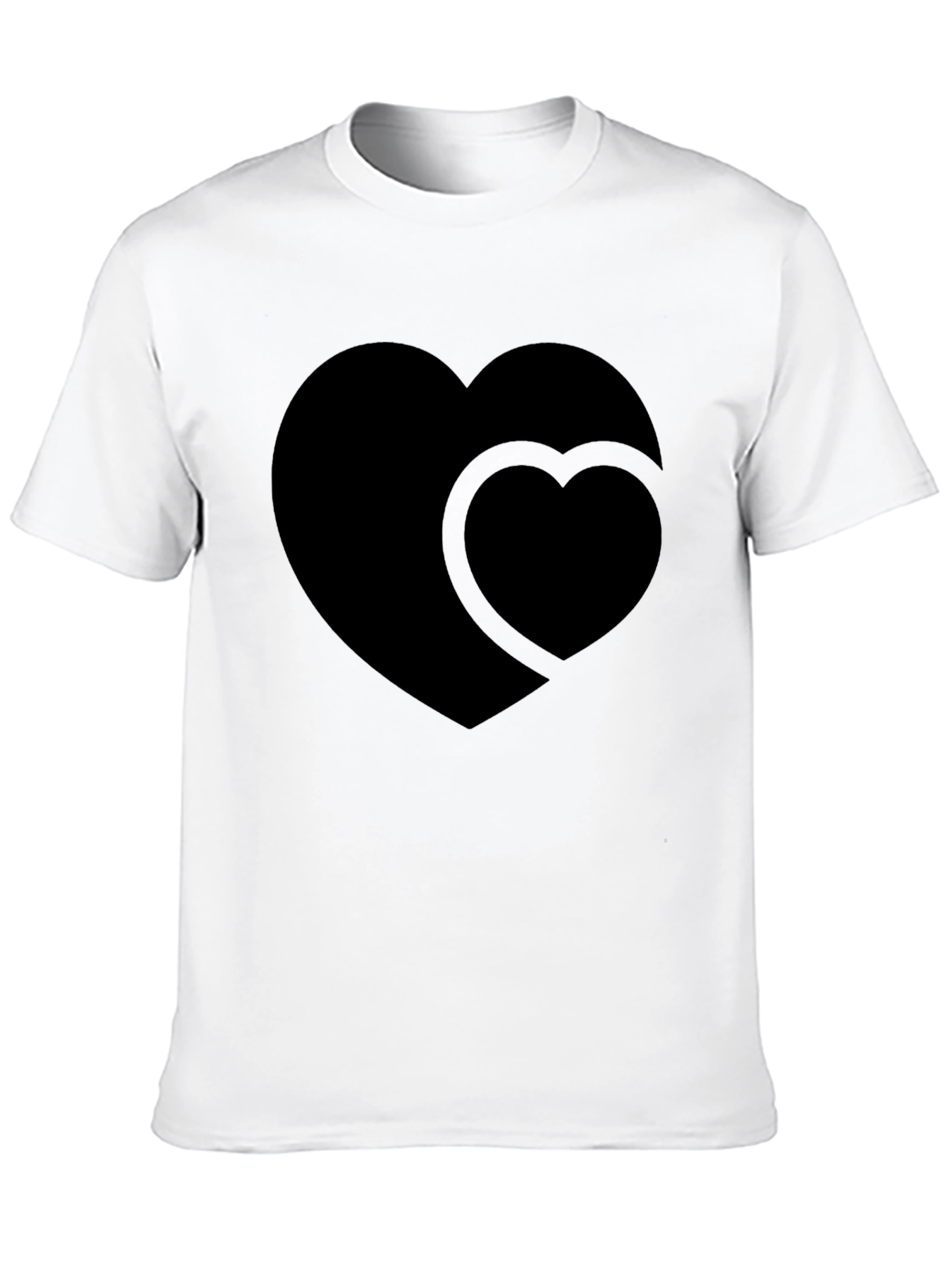 Black Men's Black Double Heart Graphic T-Shirt view 10