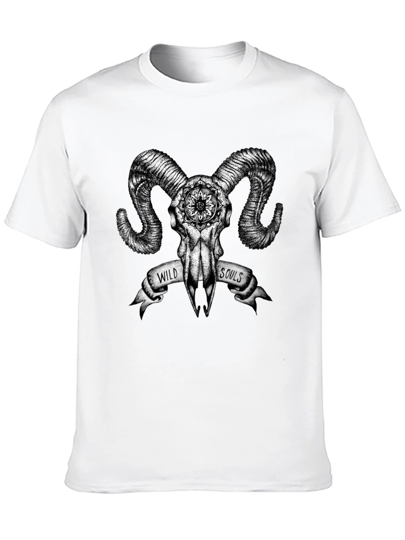 Black Wild Souls Ram Skull Graphic Tee view 10
