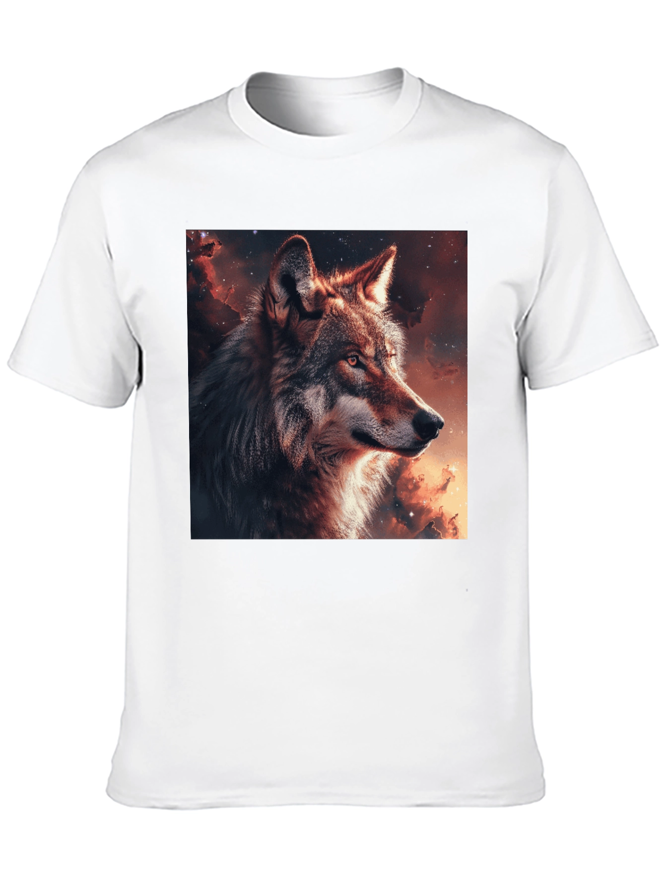 Black Wolf Galaxy Graphic T-Shirt - Men's Black Tee view 10