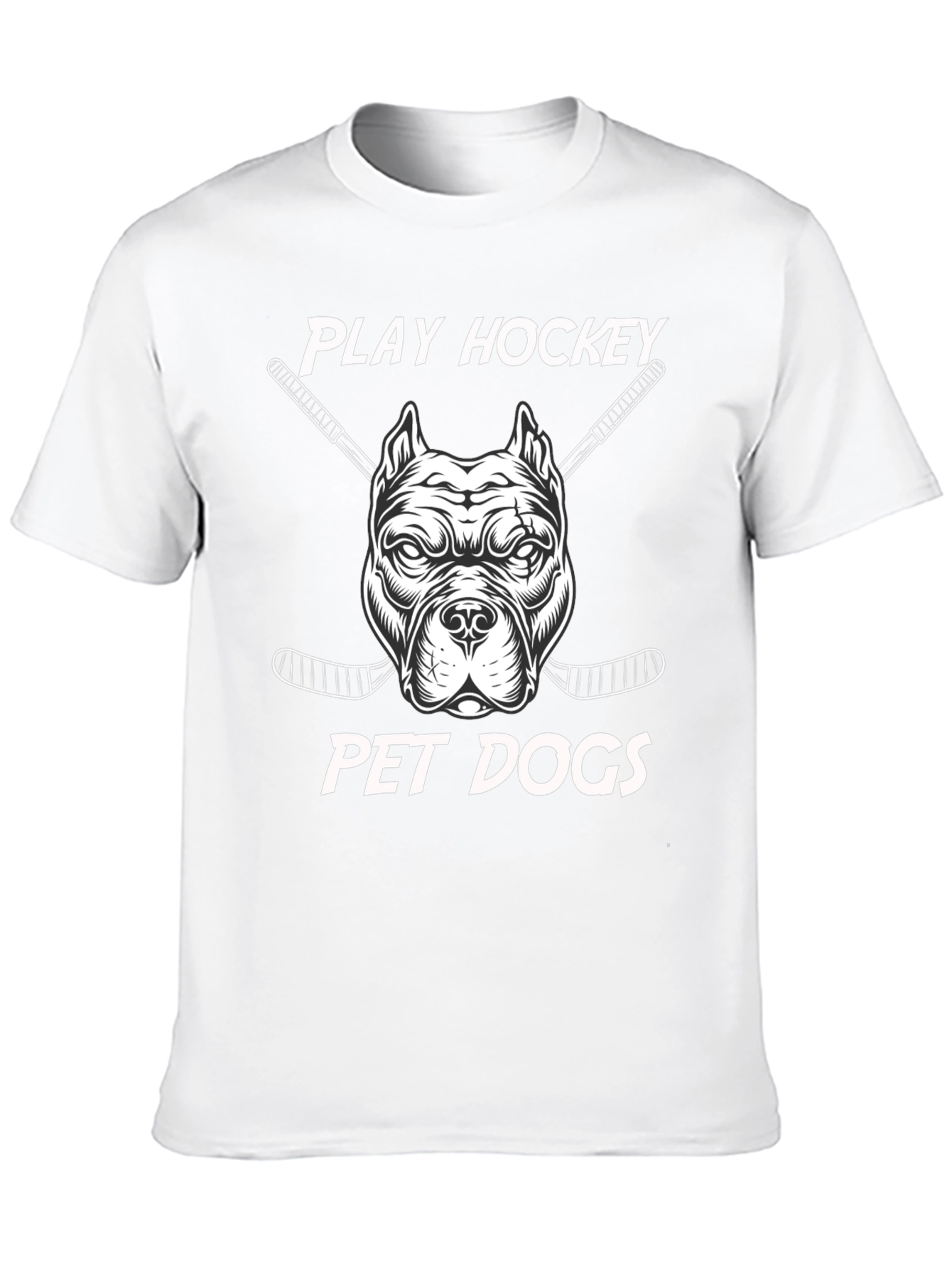 Black Play Hockey Pet Dogs T-Shirt - Black Cotton Tee view 10