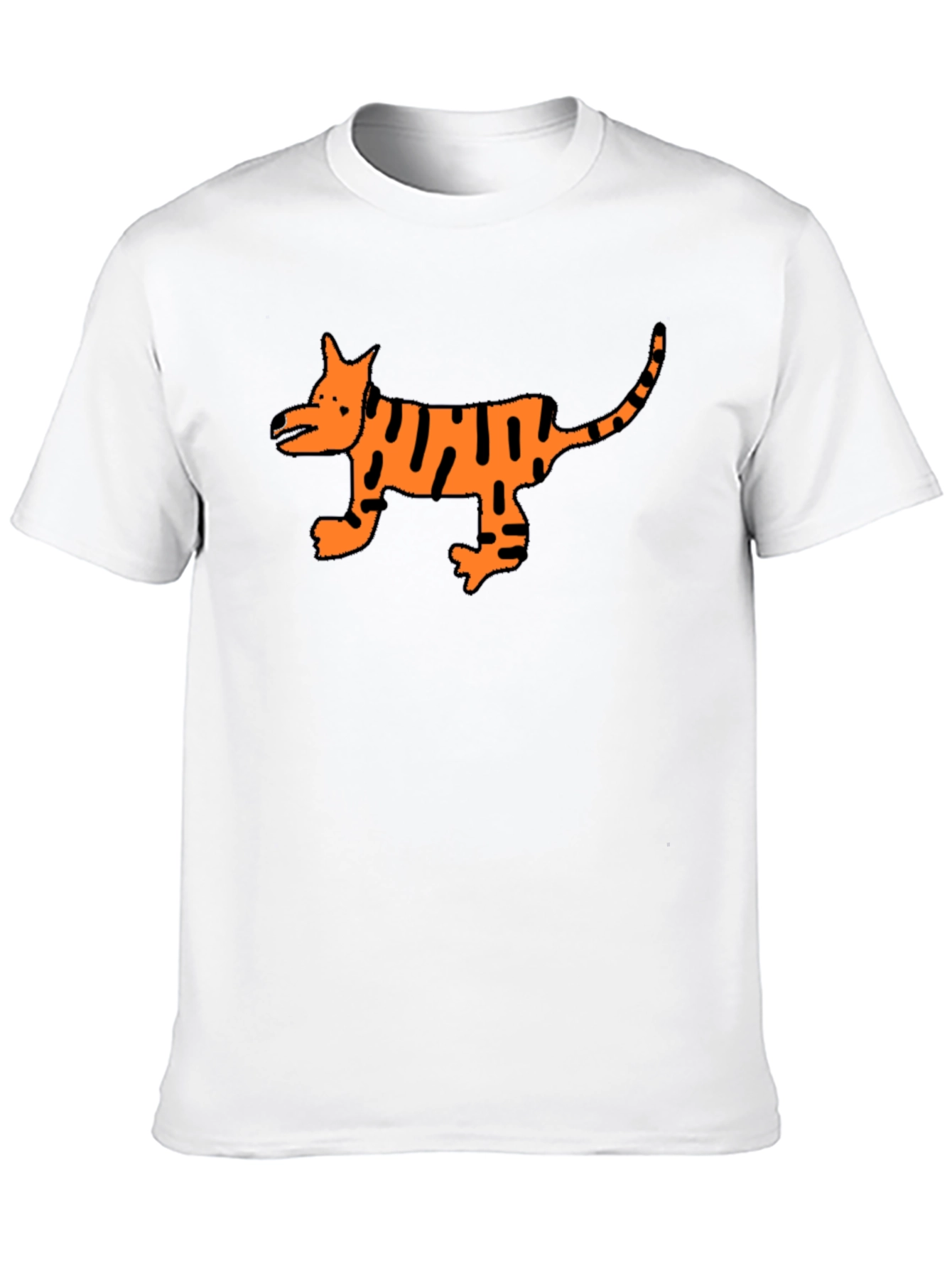 Black Cool Black T-Shirt with Cartoon Tiger Design view 10