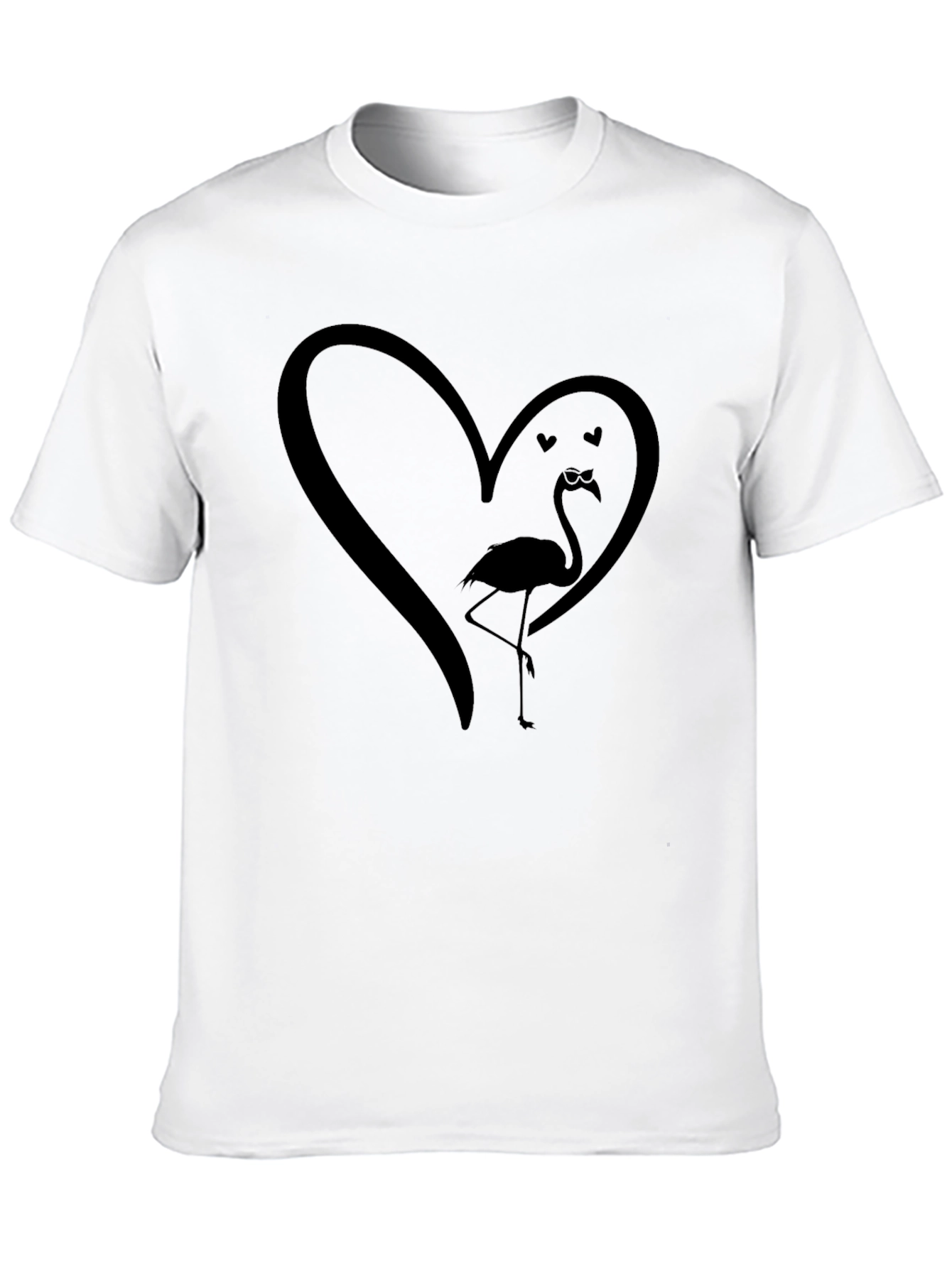 Black Flamingo Heart Graphic Tee - Unique Design view 10