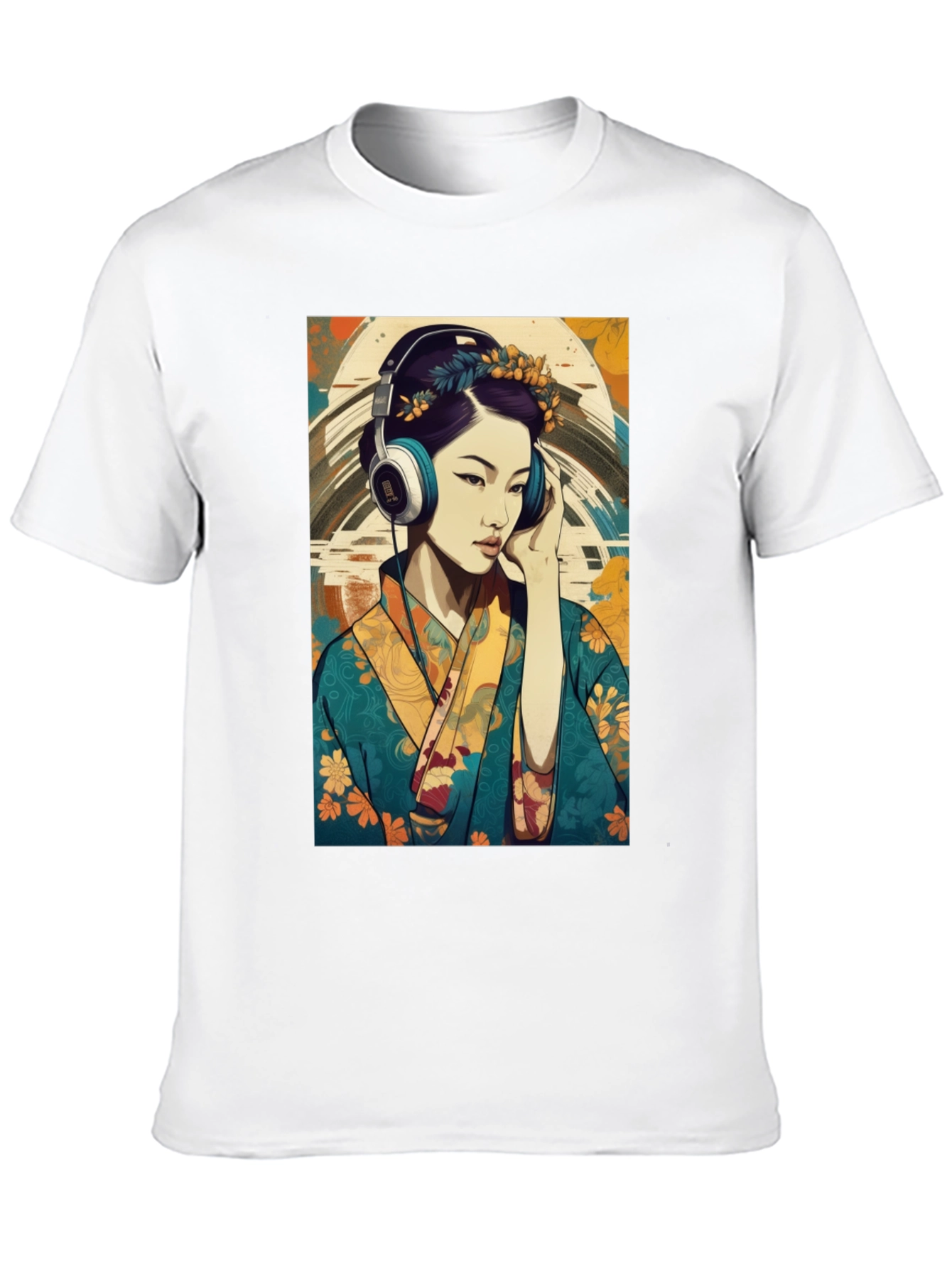 Black Geisha Headphones Graphic Tee - Stylish & Unique view 10