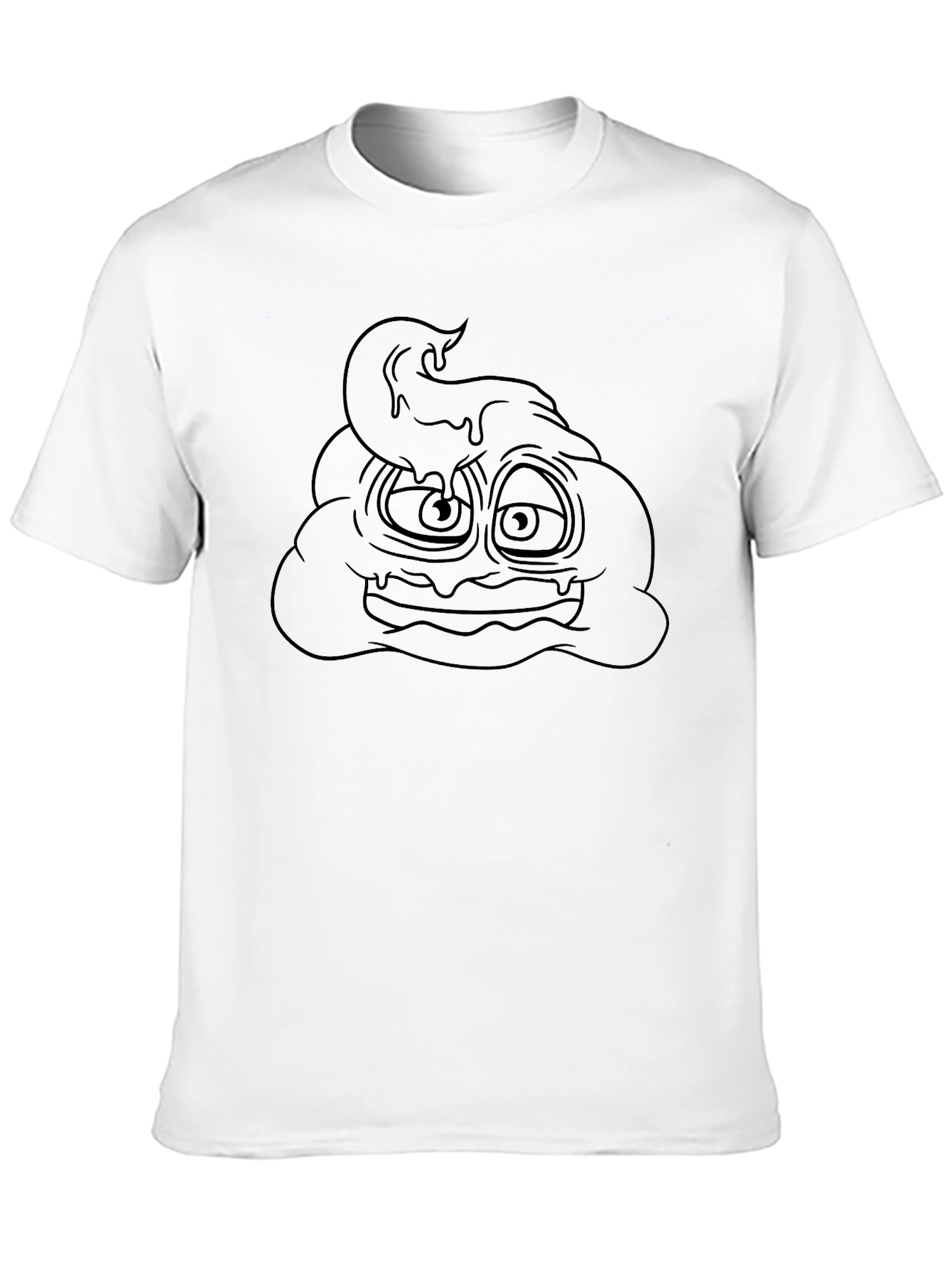 Black Funny Poop Emoji Graphic Print Black T-Shirt view 10