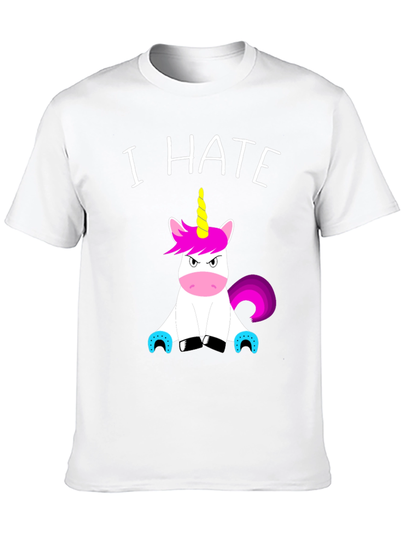 Black I Hate Unicorns Graphic Tee - Funny Sarcastic Shirt view 10