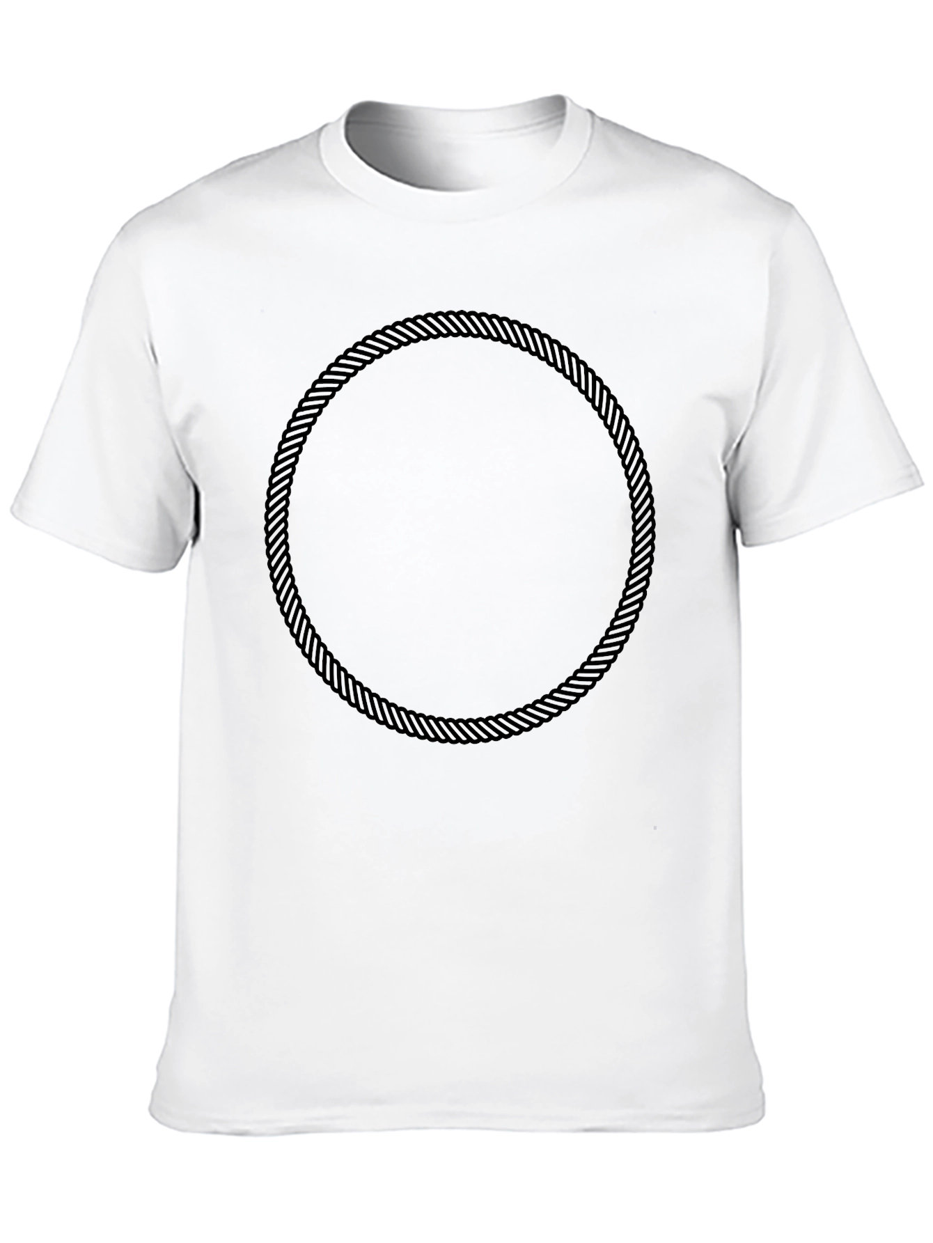 Black Men's Black T-Shirt with Rope Circle Design view 10