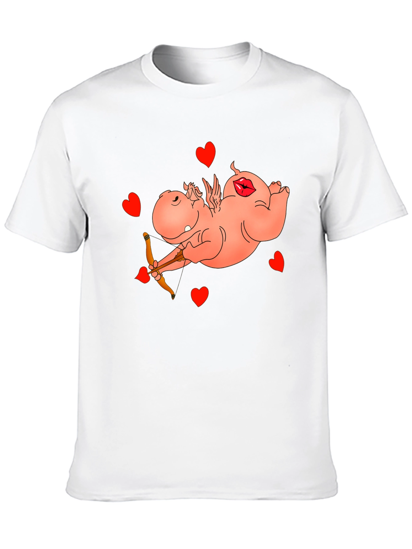Black Cupid Hippo Graphic Tee - Funny Valentine's Day Shirt view 10