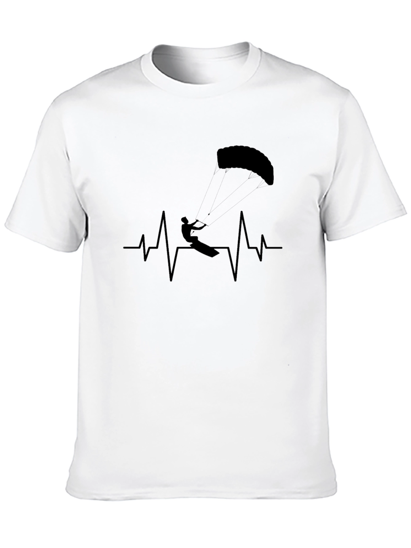 Black Kiteboarding Heartbeat T-Shirt - Black Graphic Tee view 10