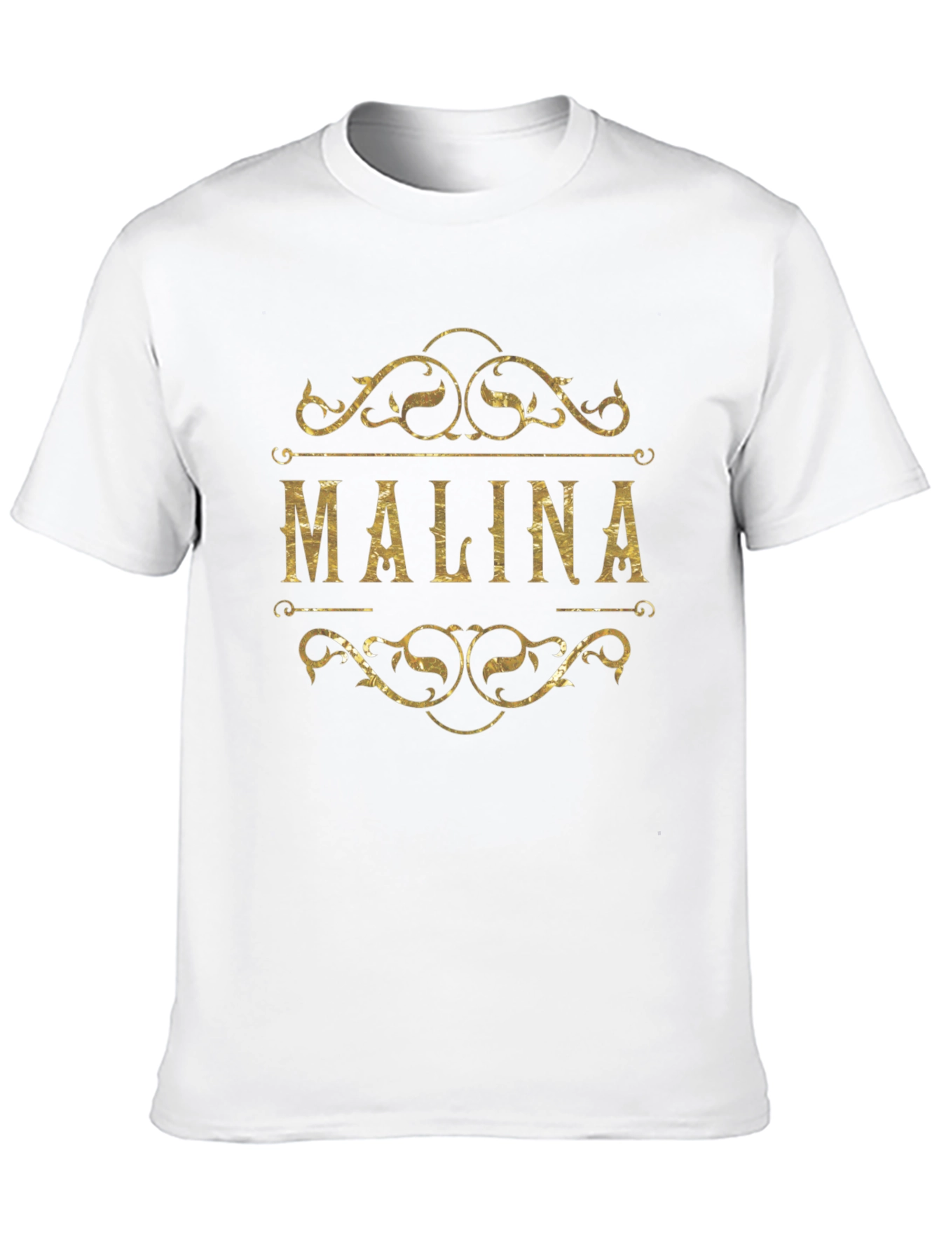 Black Personalized "Malina" Gold Print Black T-Shirt view 10