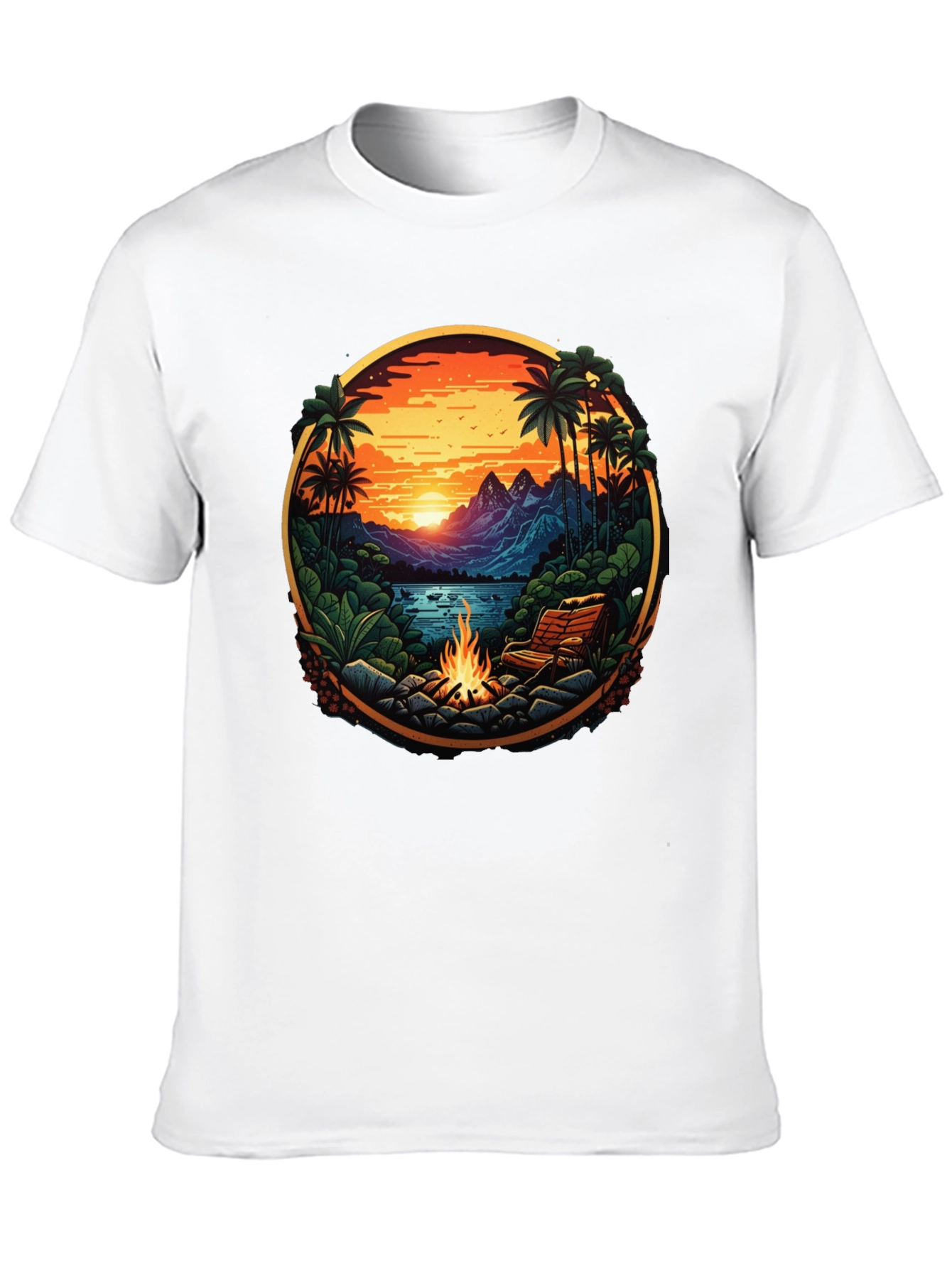 Black Tropical Campfire Graphic Tee view 10