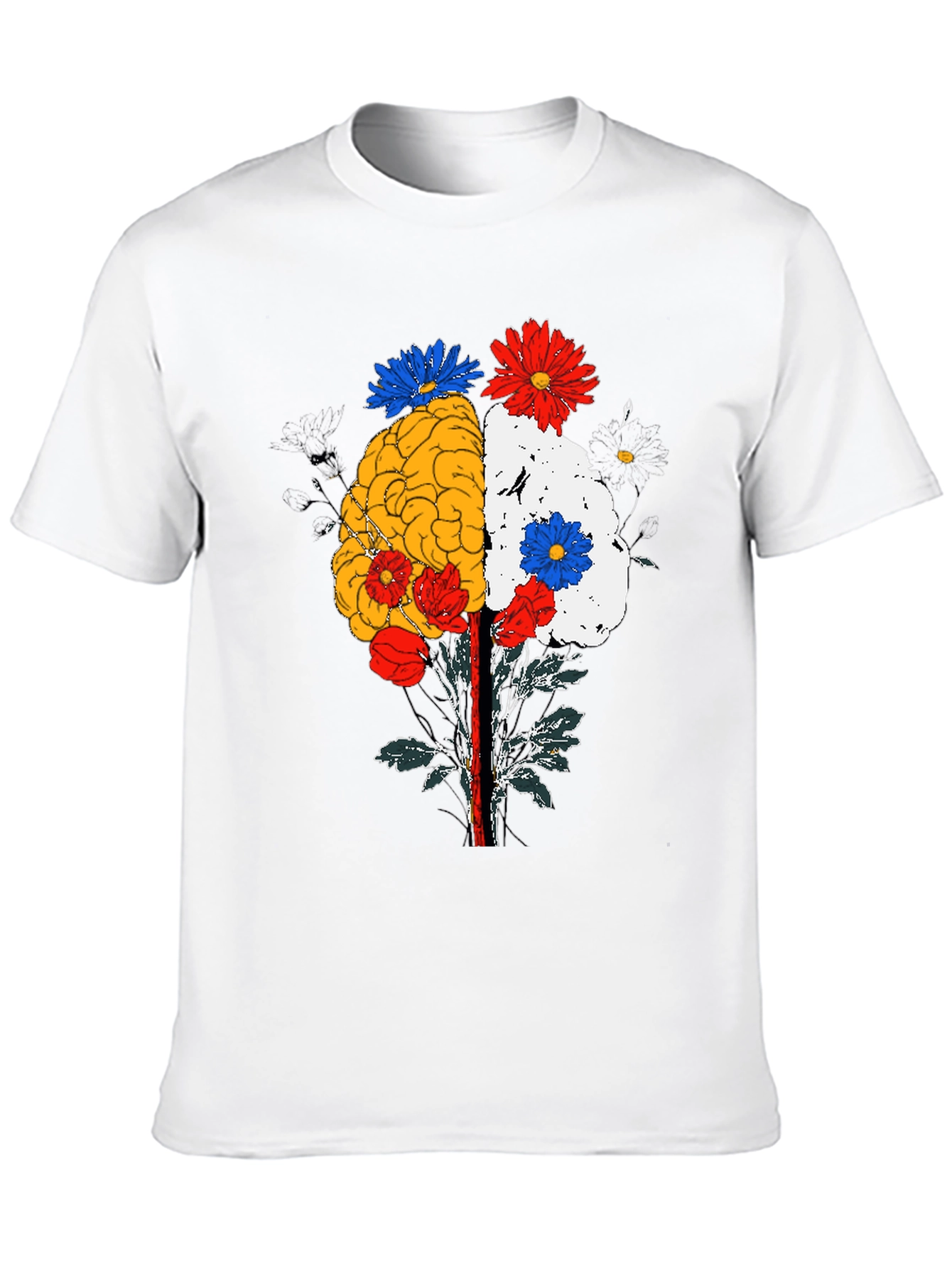 Black Brain and Flower Graphic Tee - Black Cotton view 10