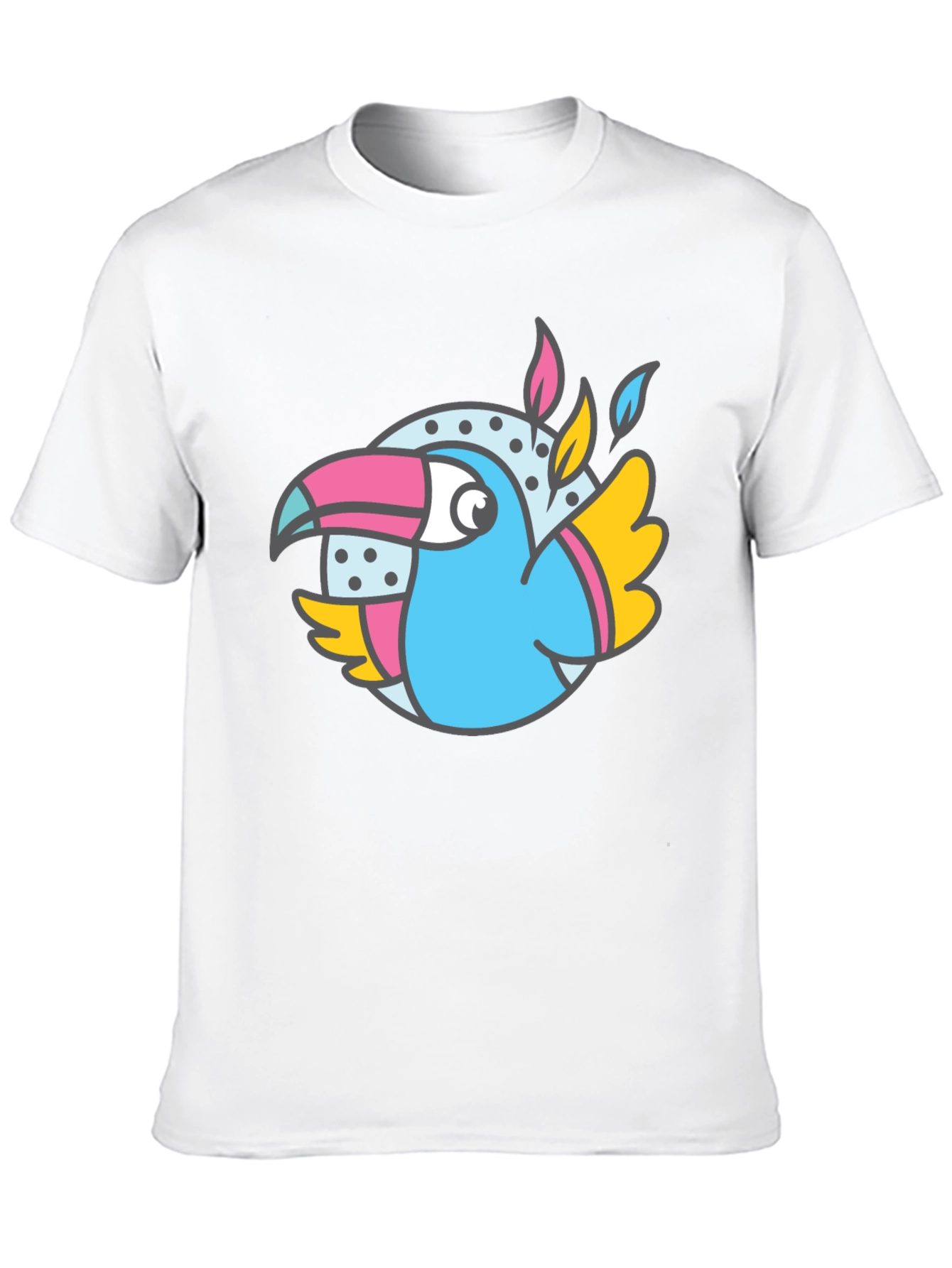 Black Toucan Cartoon Graphic Tee - Black Cotton Blend Shirt view 10