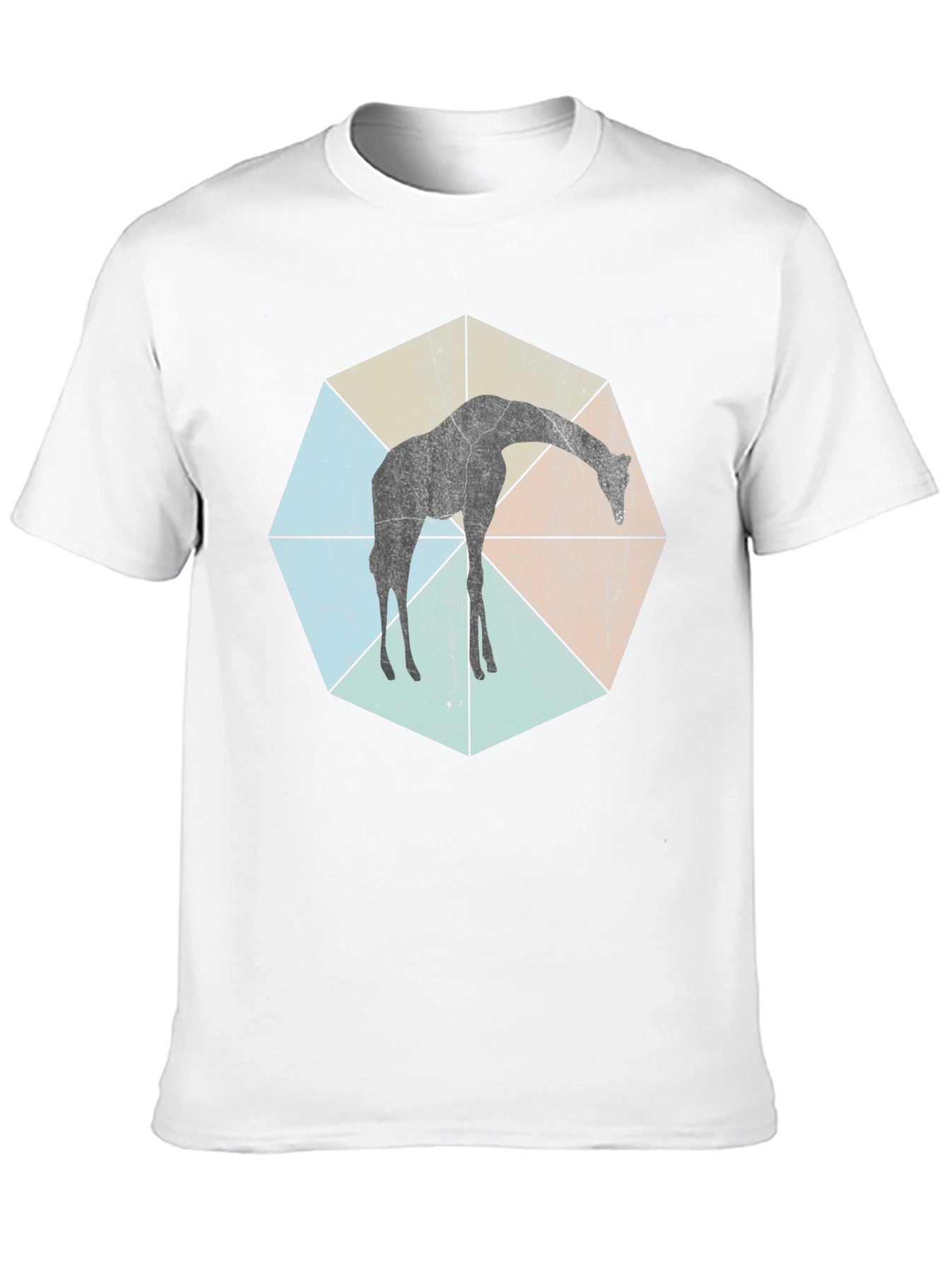 Black Geometric Giraffe T-Shirt - Unisex Black Tee view 10