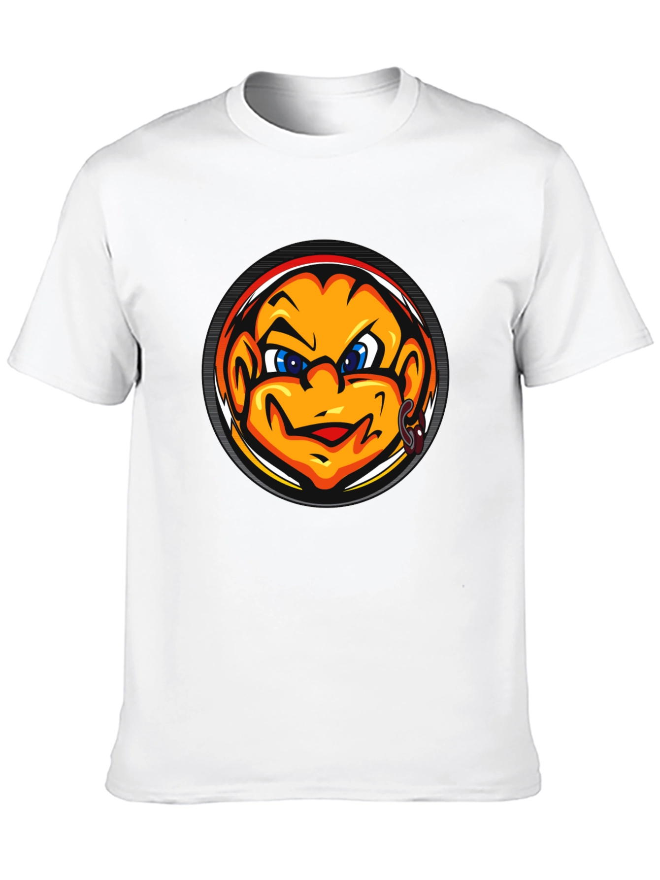 Black Cool Black T-Shirt with Cartoon Face Graphic view 10