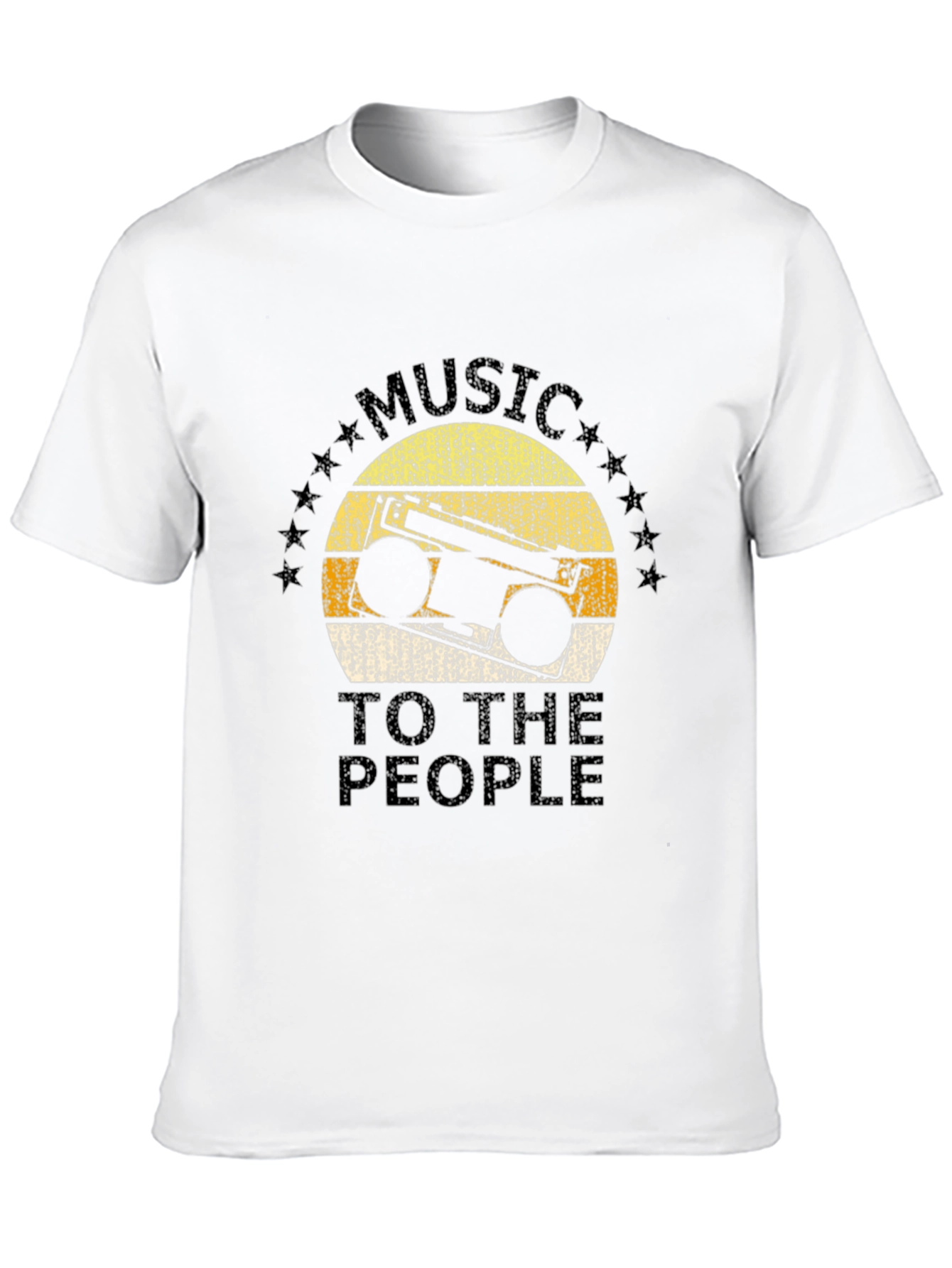 Black Retro Boombox Music to the People Black T-Shirt view 10