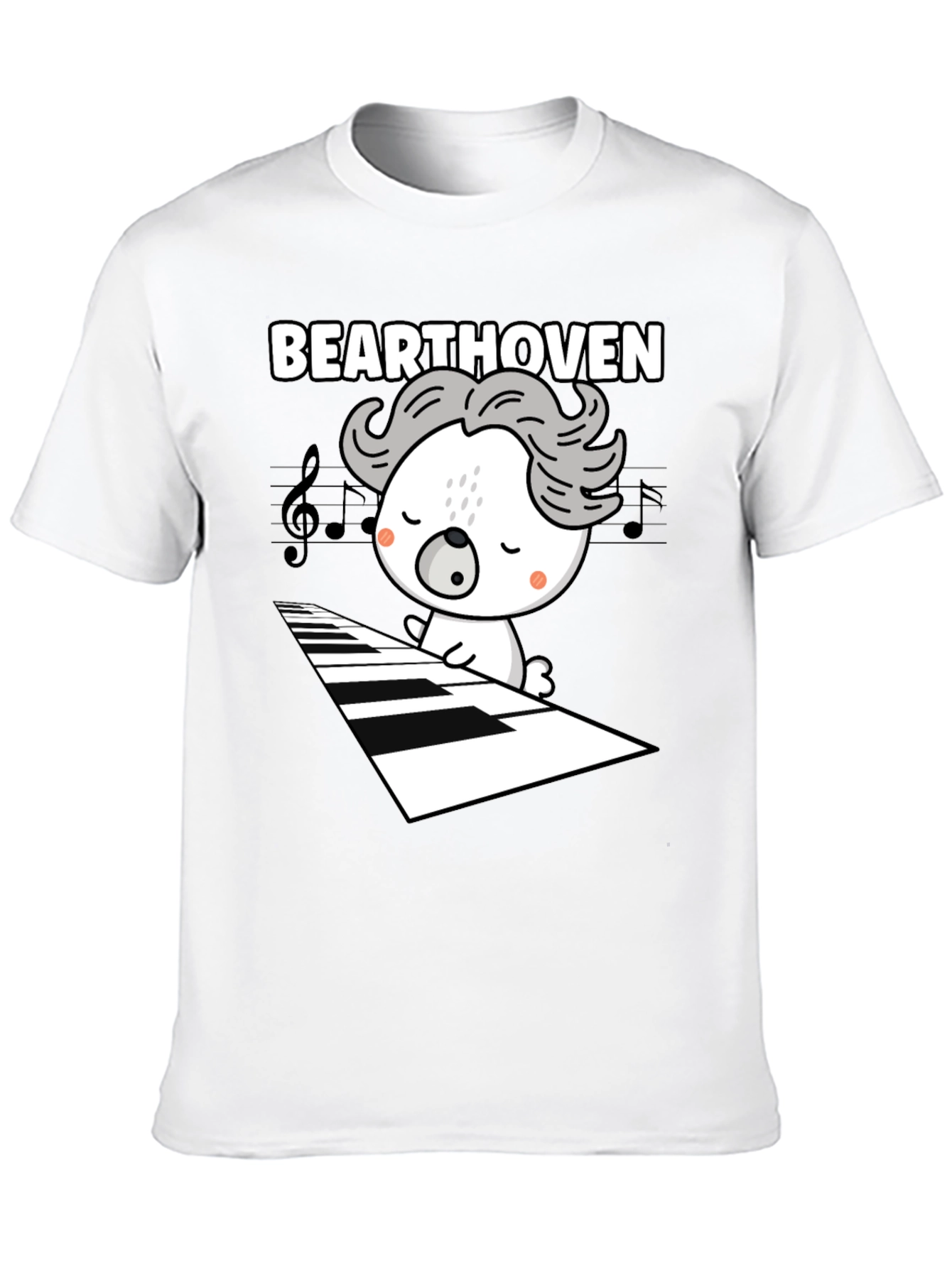 Black Bearthoven Music Lover Graphic Tee view 10