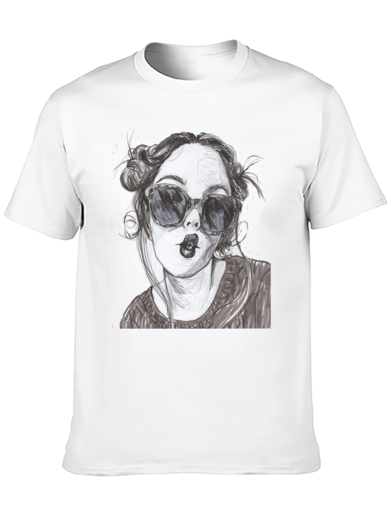 Black Woman Sketch Graphic Black T-Shirt view 10