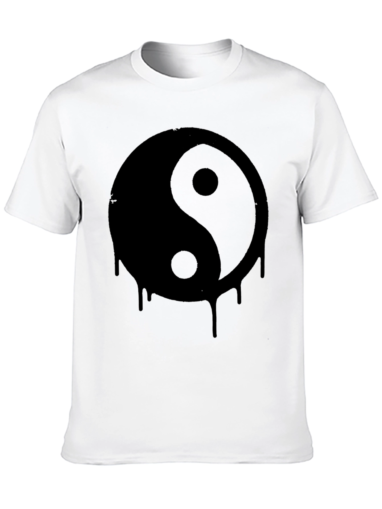 Black Yin Yang Drip Graphic Tee - Black Cotton T-Shirt view 10