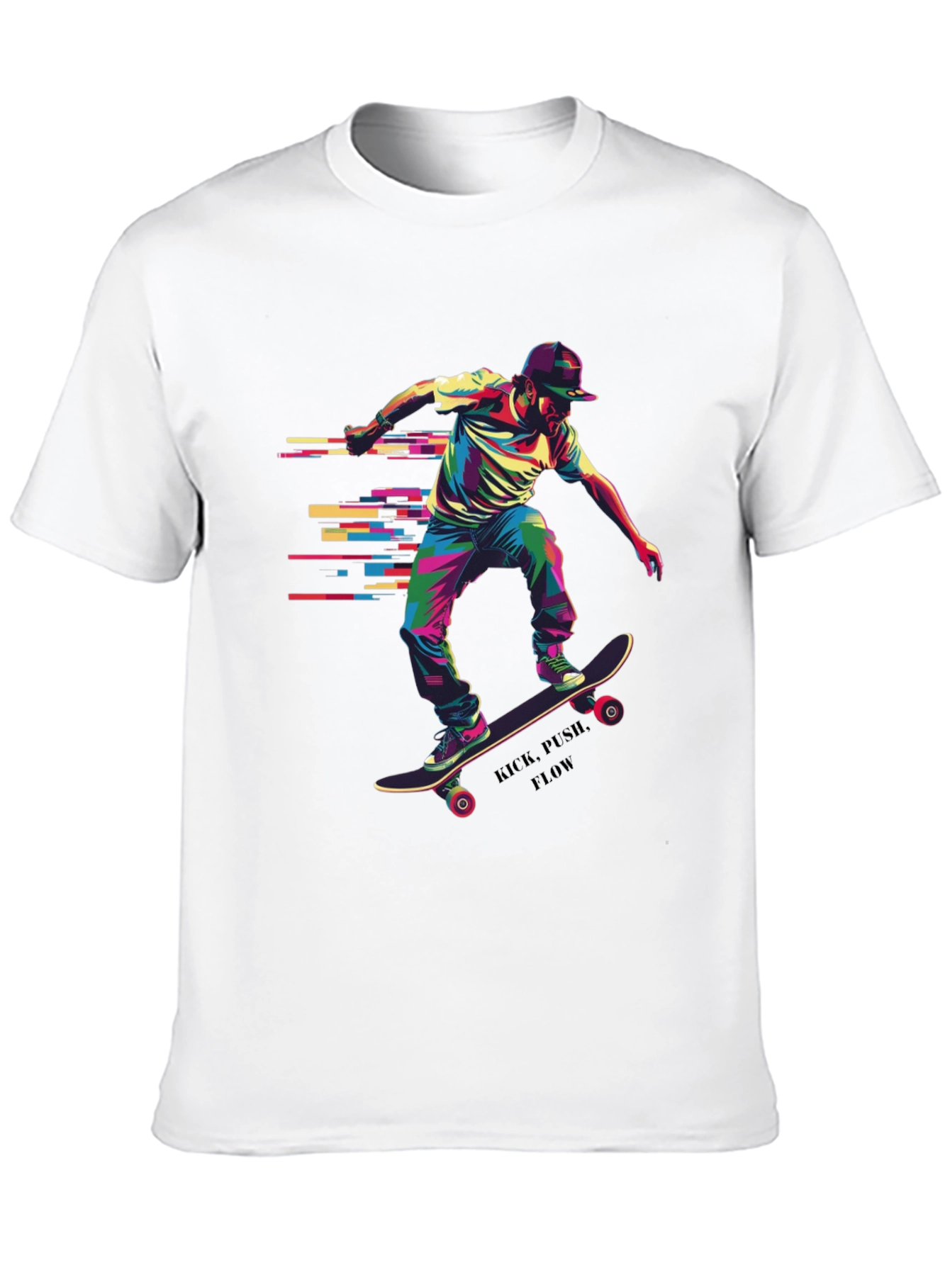 Black Skateboarder Graphic Tee - Kick, Push, Flow view 10