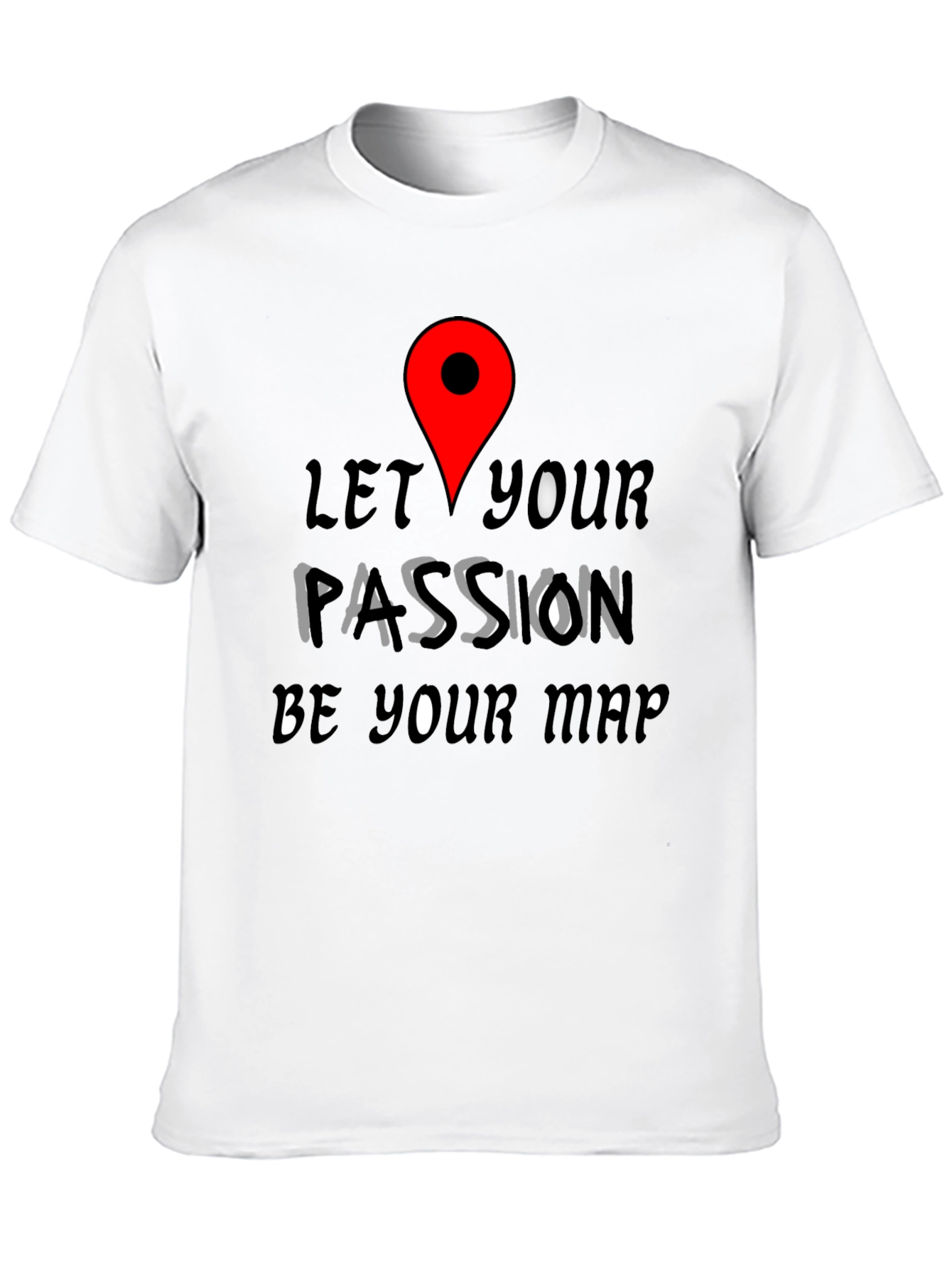 Black Passion Map Tee - Motivational Graphic T-Shirt view 10