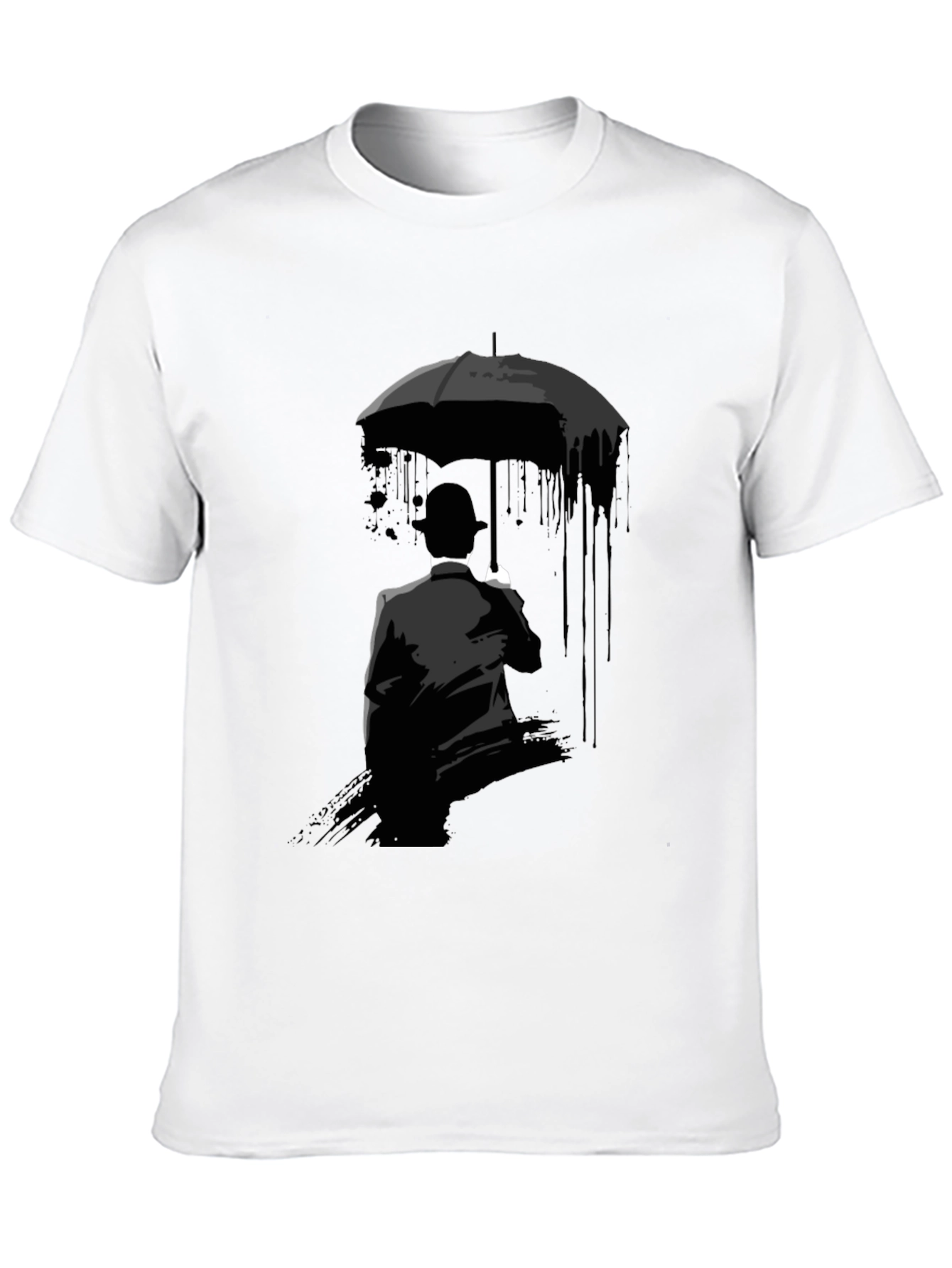 Black Umbrella Man Graphic Tee - Stylish Black T-Shirt view 10