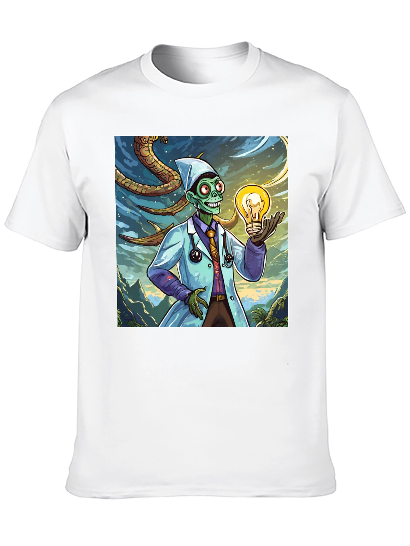 Black Zombie Doctor Idea T-Shirt - Brainy & Unique Graphic Tee view 10