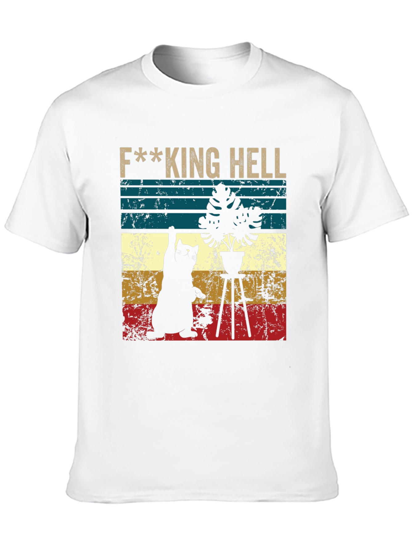 Black F***ing Hell Cat & Plant Graphic Tee - Unisex view 10