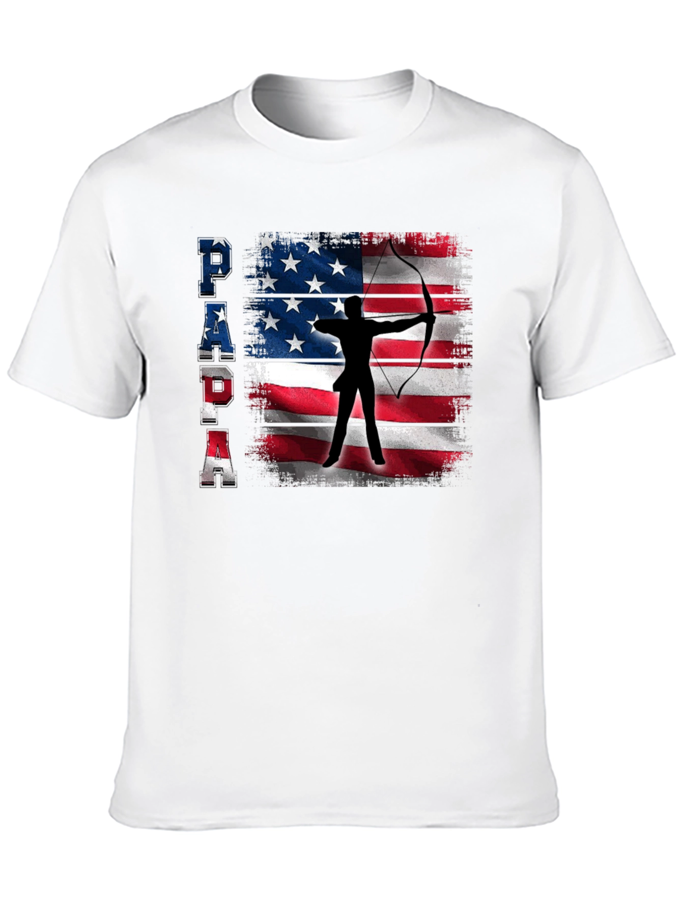 Black Patriotic Archer Dad T-Shirt - USA Flag Bow Hunting view 10