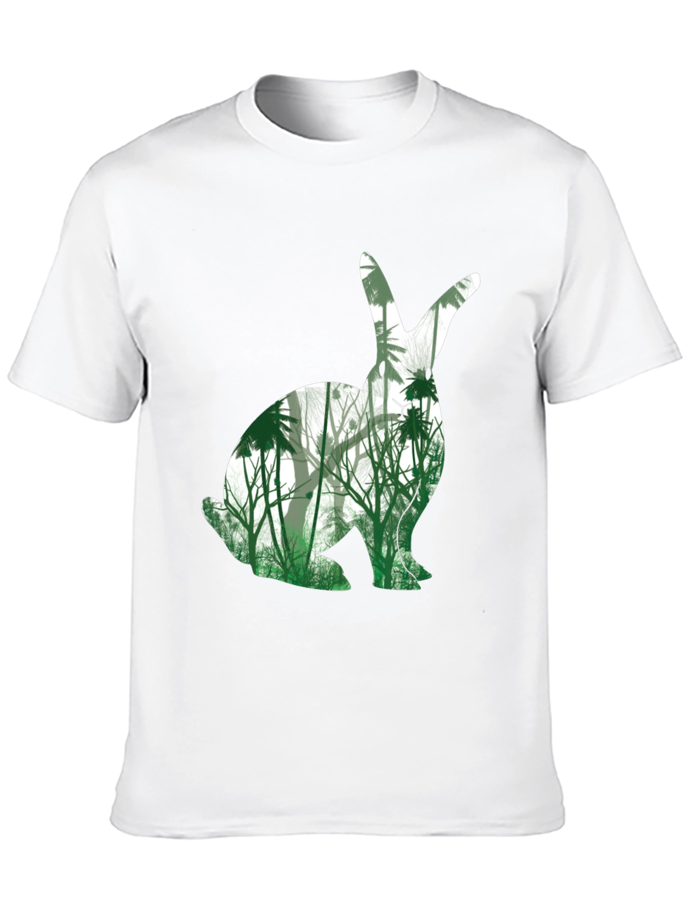 Black Nature Bunny Graphic Tee - Black Cotton Blend T-Shirt view 10