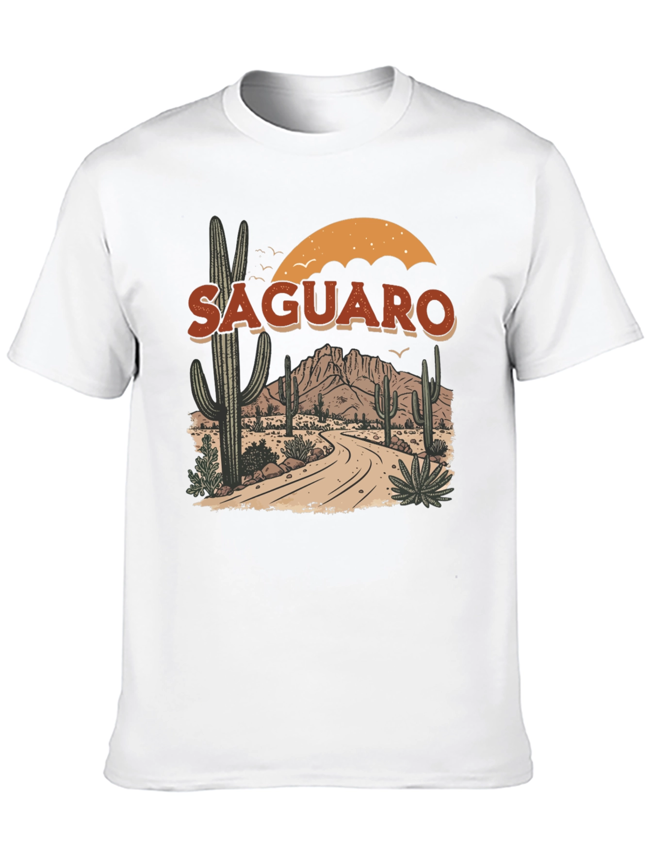 Black Saguaro Desert Graphic Tee - Black Cotton T-Shirt view 10