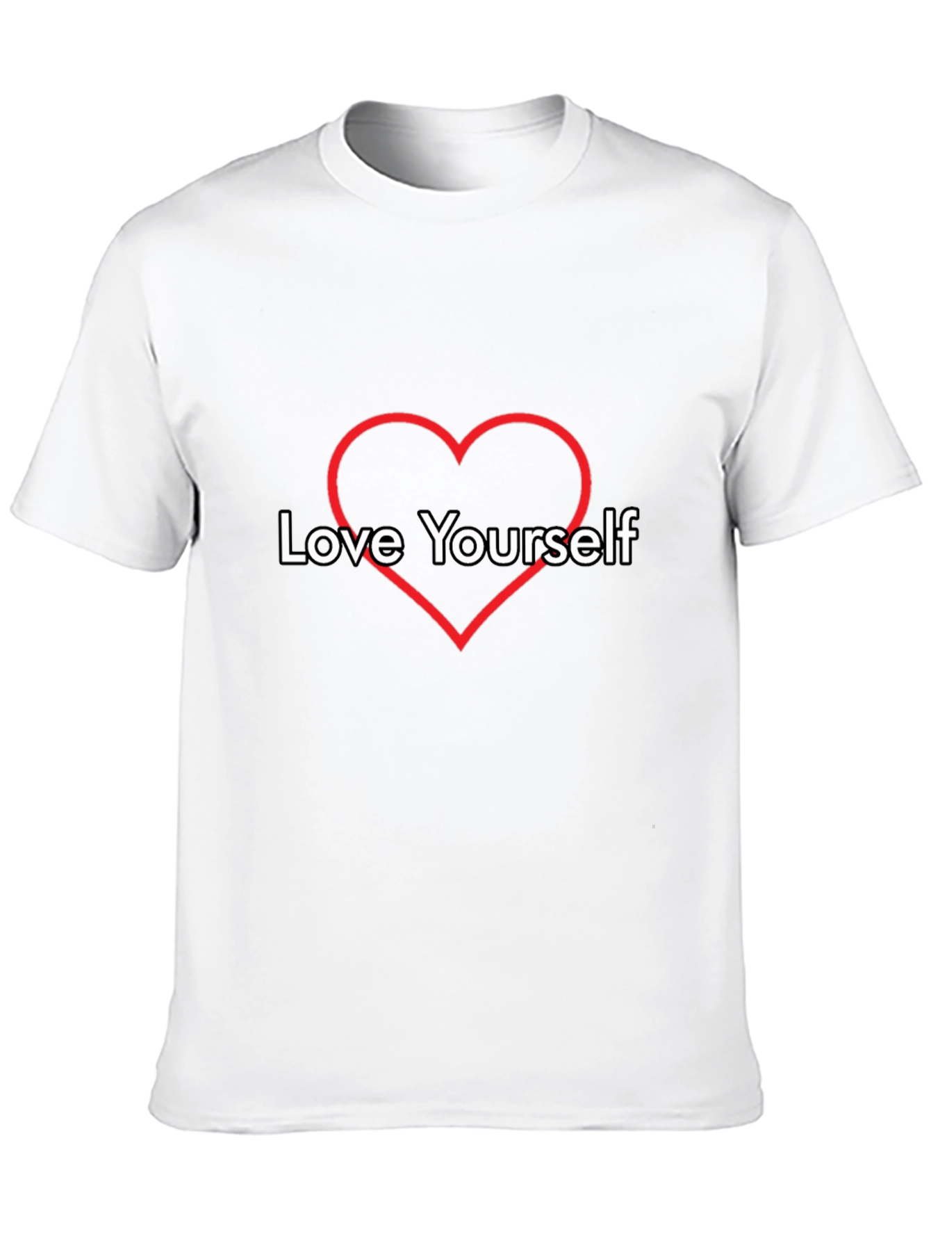 Black Love Yourself Heart Graphic Tee - Black Cotton Casual T-Shirt view 10