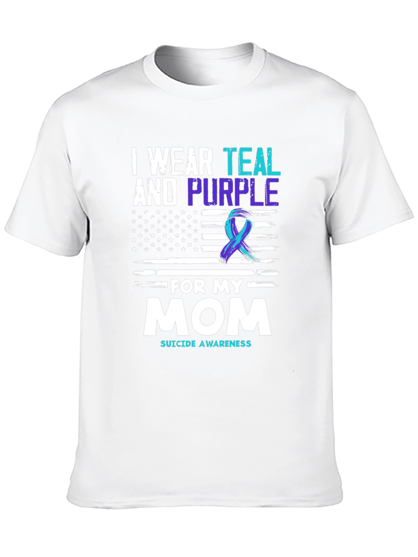 Black Teal & Purple Suicide Awareness T-Shirt - For My Mom view 10