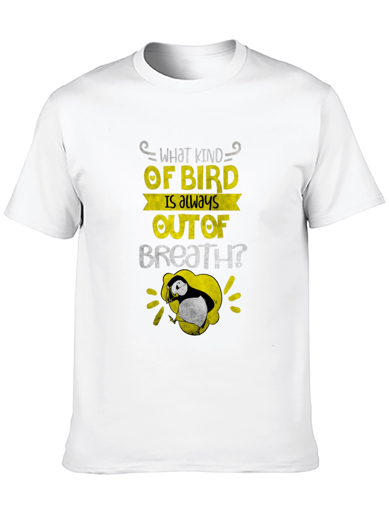 Black Out of Breath Puffin Joke T-Shirt view 10