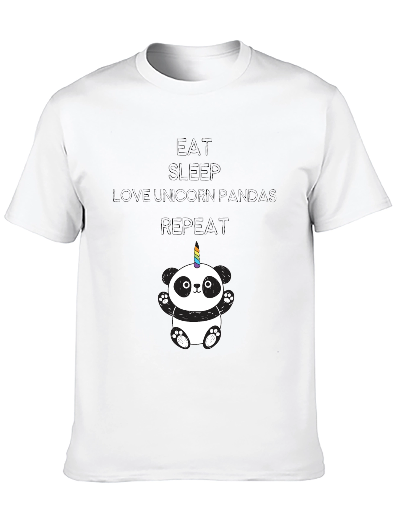 Black Unicorn Panda Black T-Shirt view 10