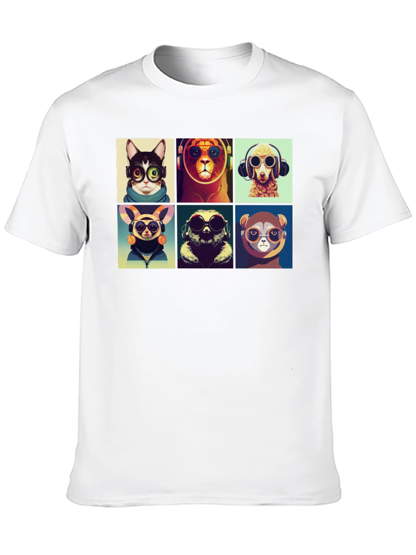 Black Hipster Animals T-Shirt: Cool Graphic Tee view 10