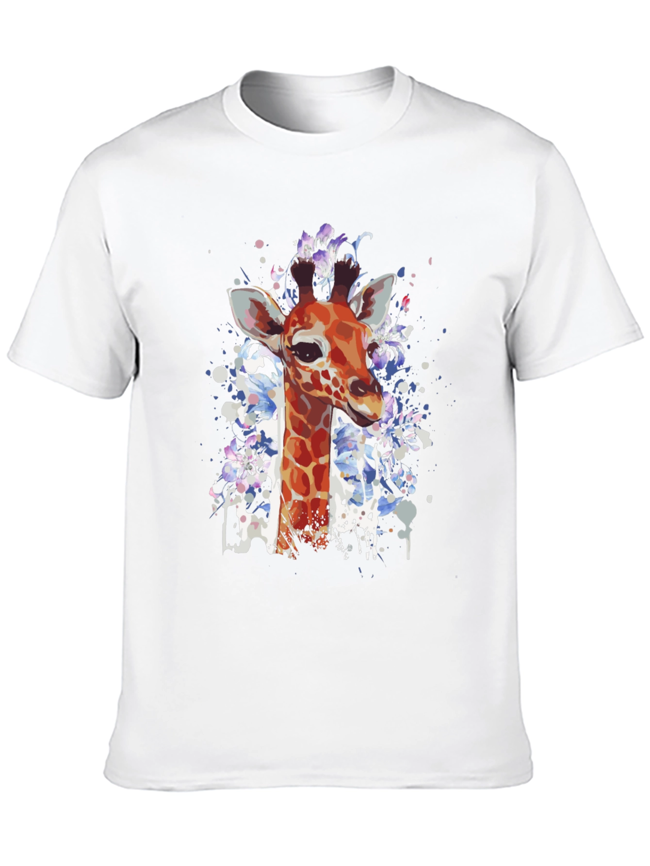 Black Giraffe Watercolor Graphic Tee - Casual Black T-Shirt view 10
