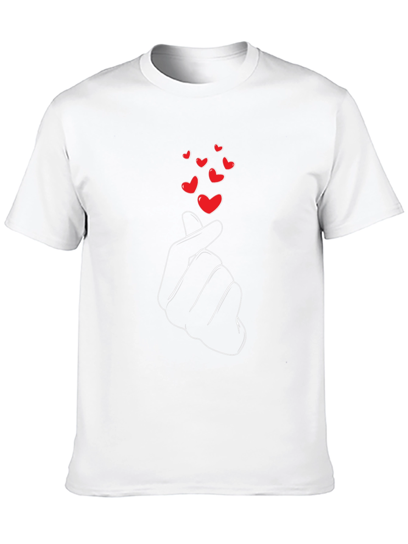 Black Love Sign Black T-Shirt - Korean Heart Gesture view 10