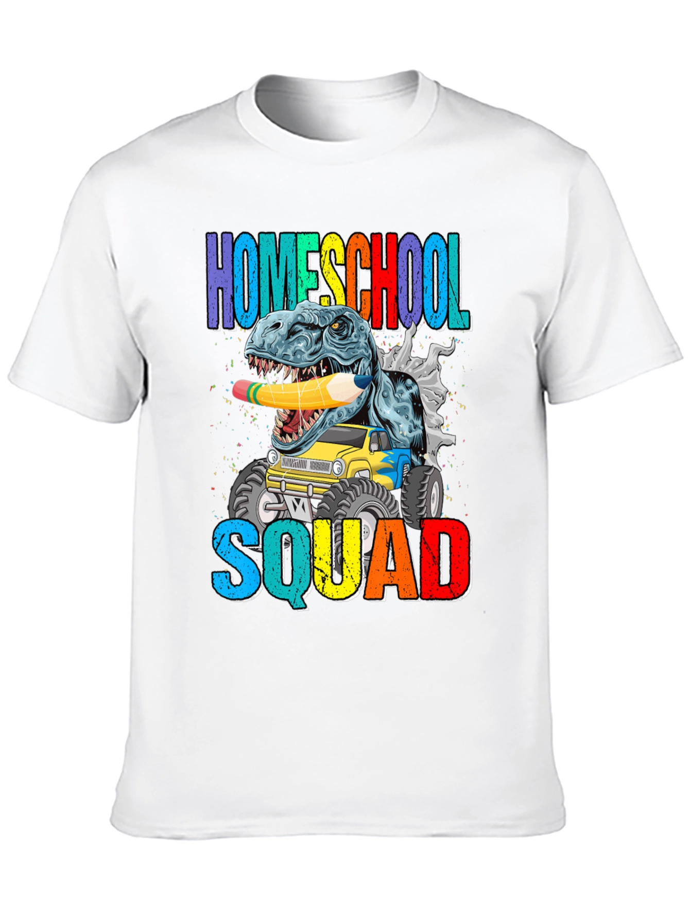 Black Homeschool Squad T-Shirt Dinosaur Monster Truck view 10