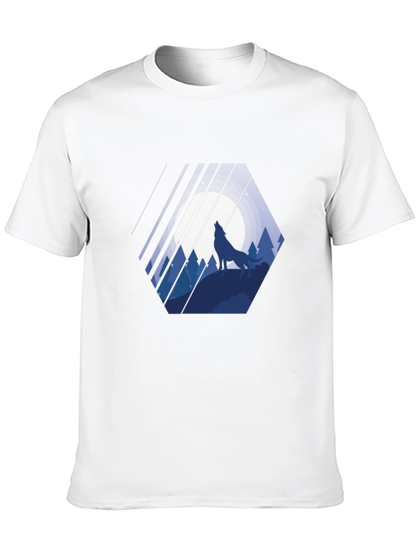 Black Wolf Howling at Moon Black Graphic Tee view 10