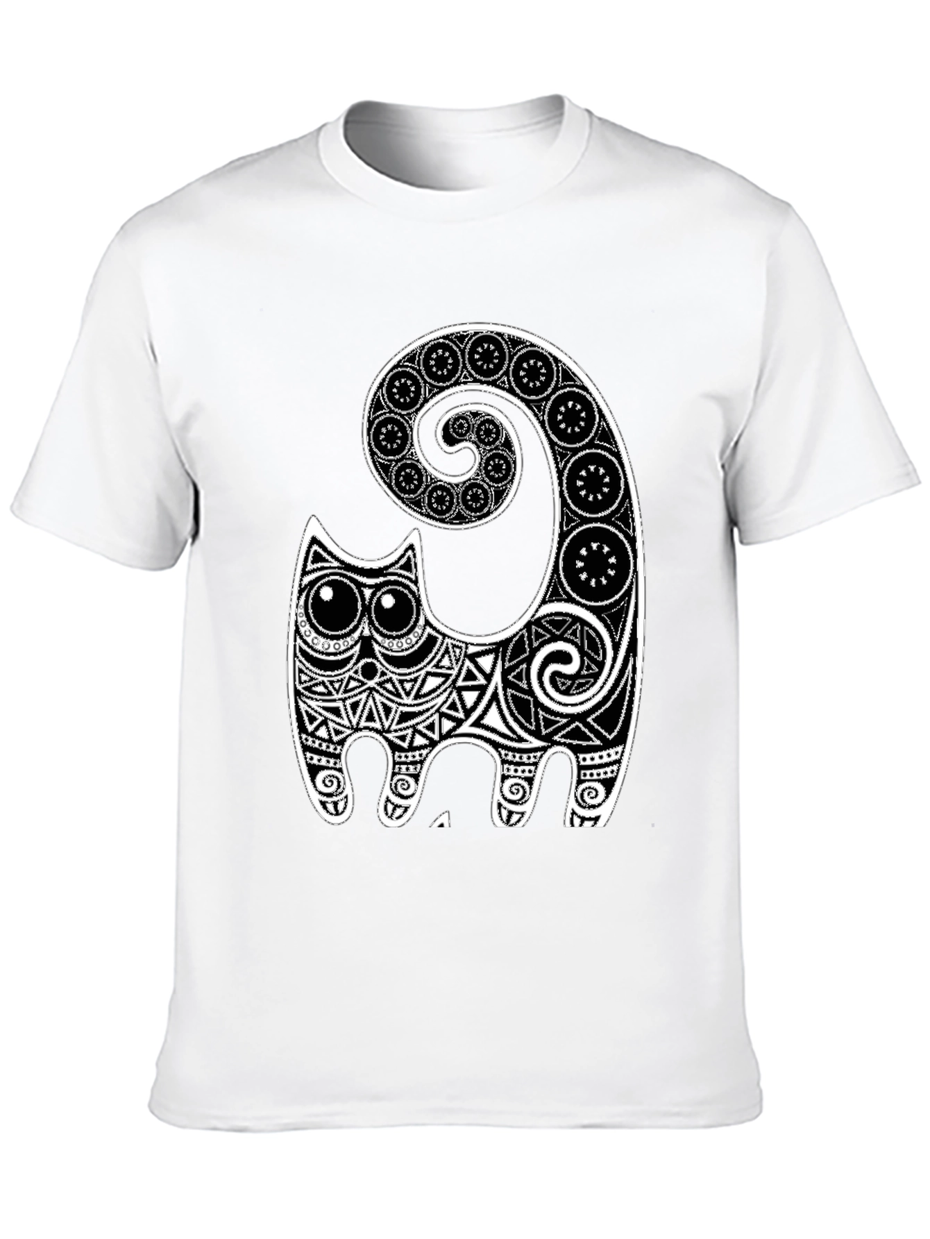 Black Tribal Cat Graphic Tee - Black view 10