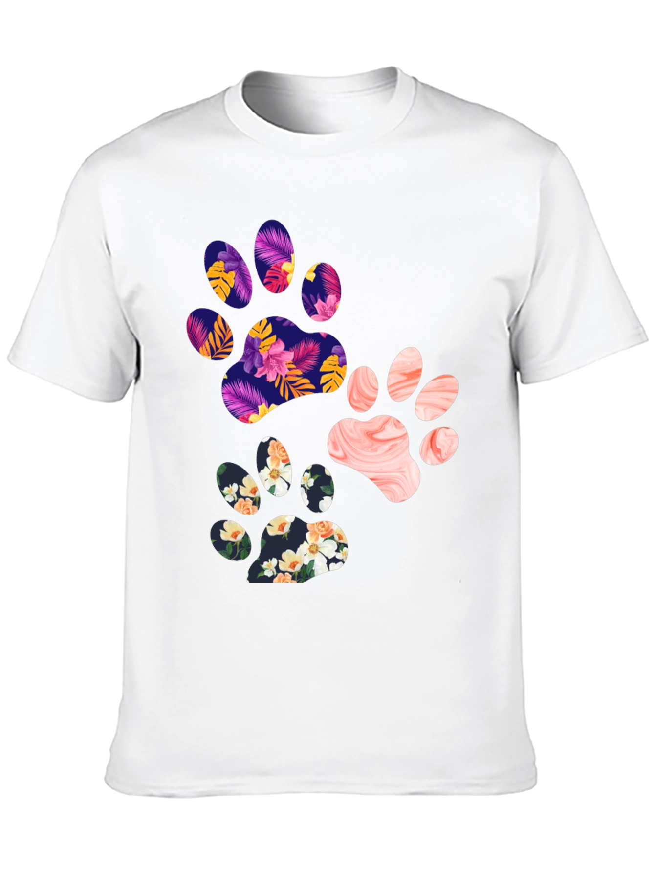 Black Floral Paw Print Graphic Tee - Unisex view 10