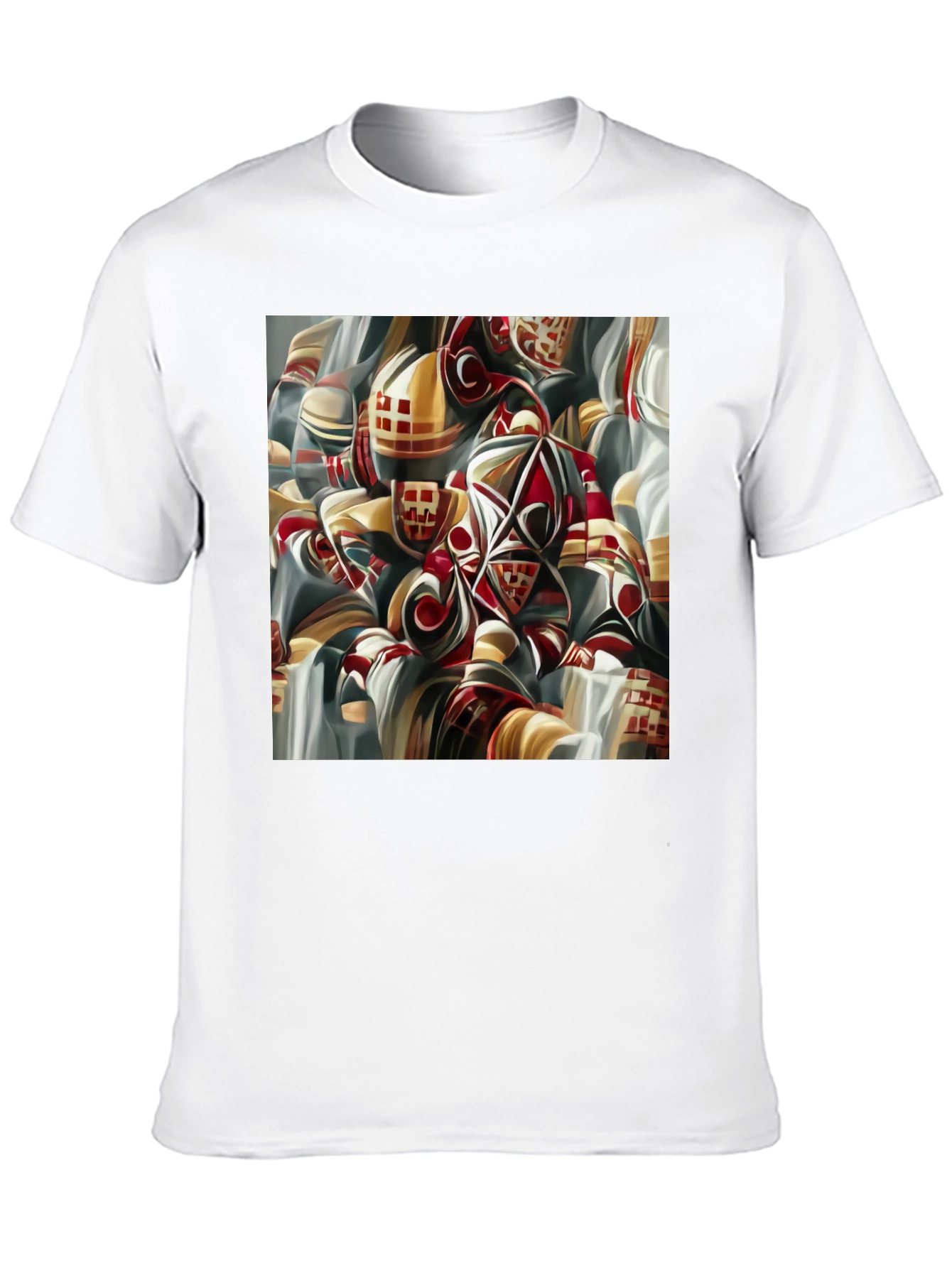 Black Abstract Geometric Print Black T-Shirt view 10