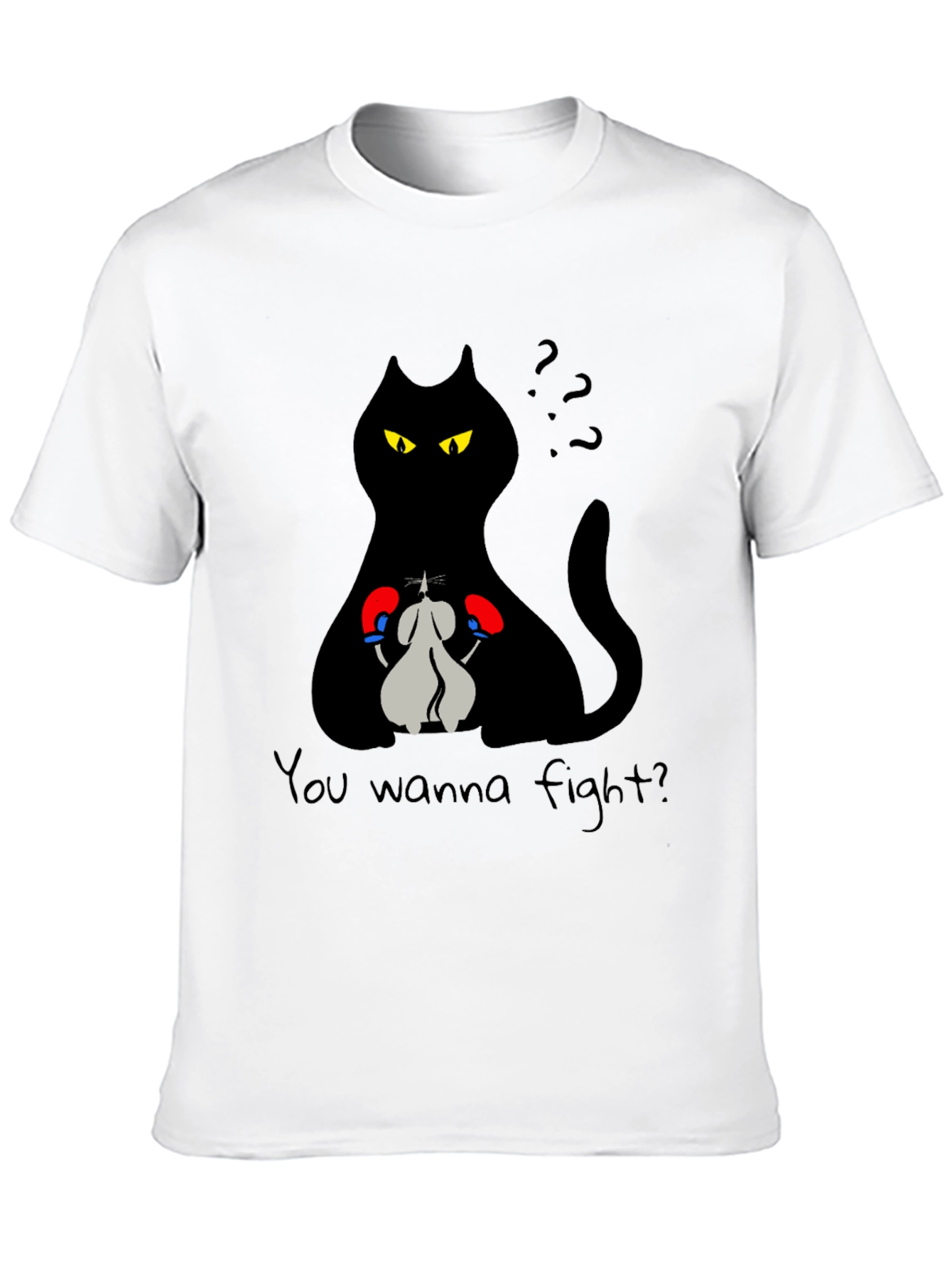 Black Funny Cat Boxing Match T-Shirt - You Wanna Fight? view 10