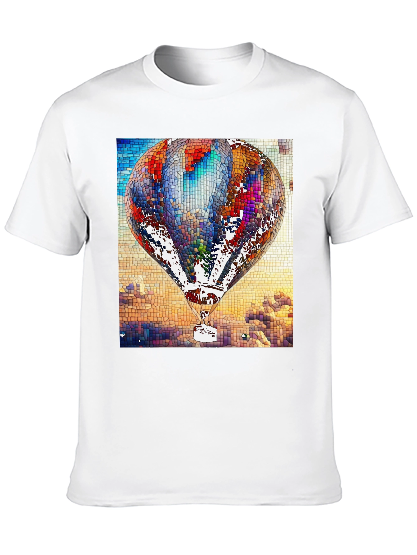 Black Mosaic Hot Air Balloon Black T-Shirt view 10