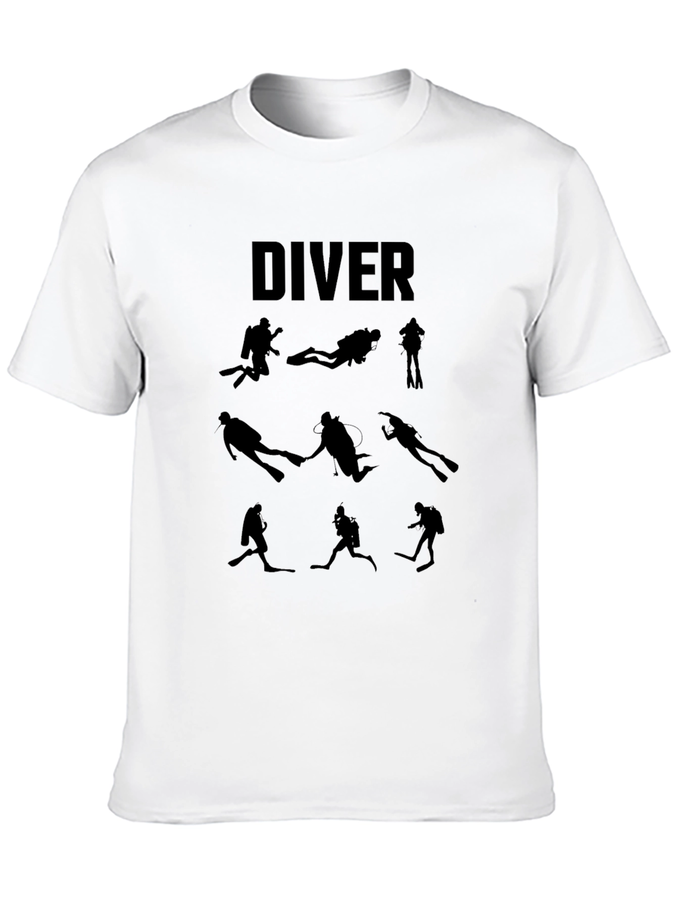 Black Diver Silhouette Graphic Tee - Scuba Diving T-Shirt view 10