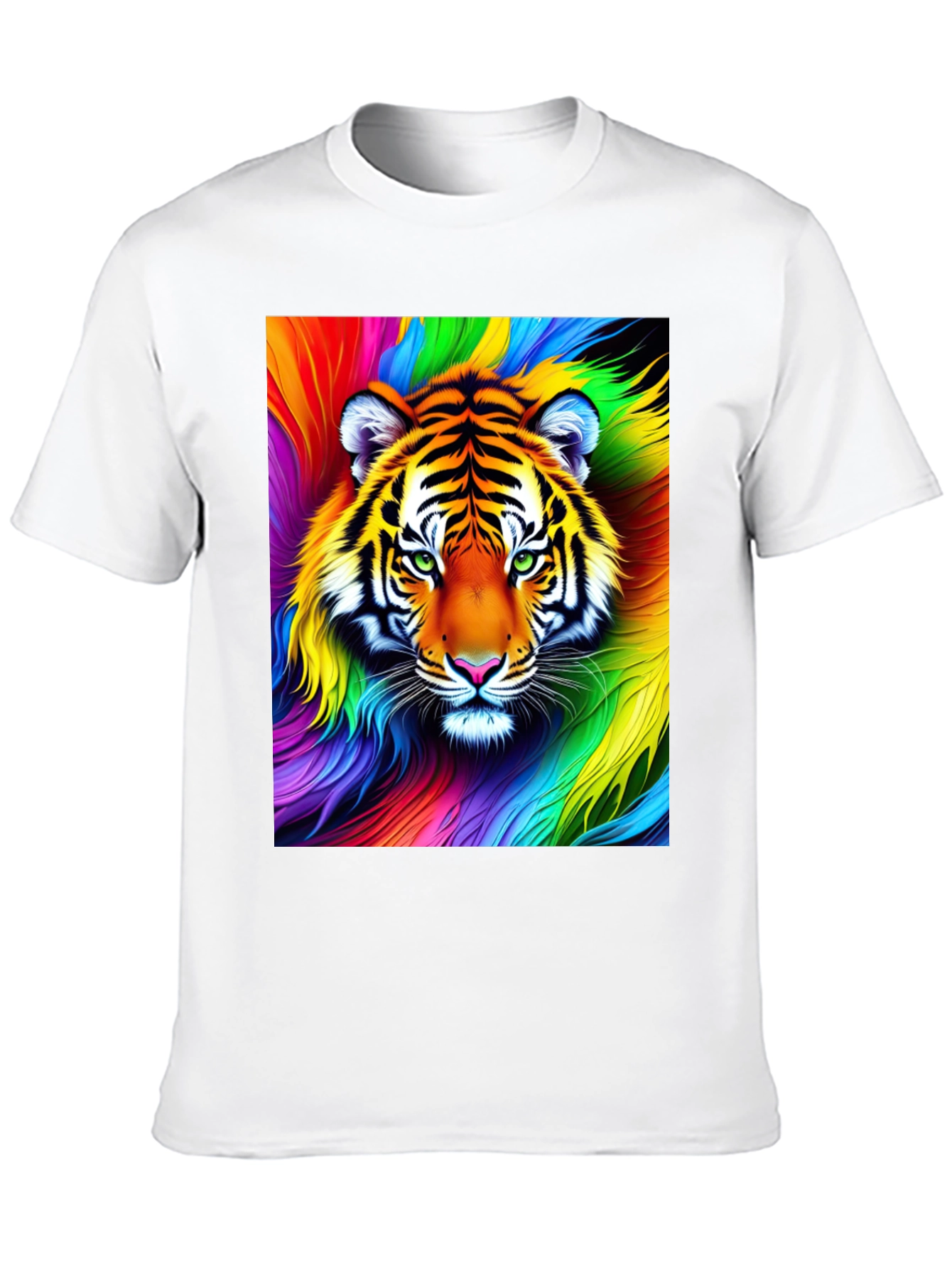 Black Rainbow Tiger Graphic Tee - Vibrant Unisex Shirt view 10